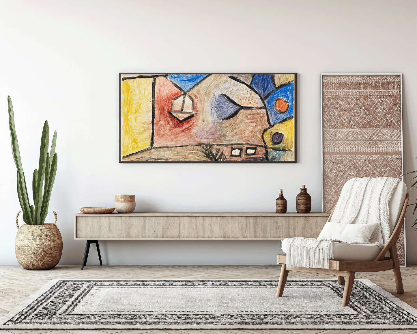 Paul Klee - Landscape BL | Modern Abstract Wide Panoramic Art (available framed or unframed)