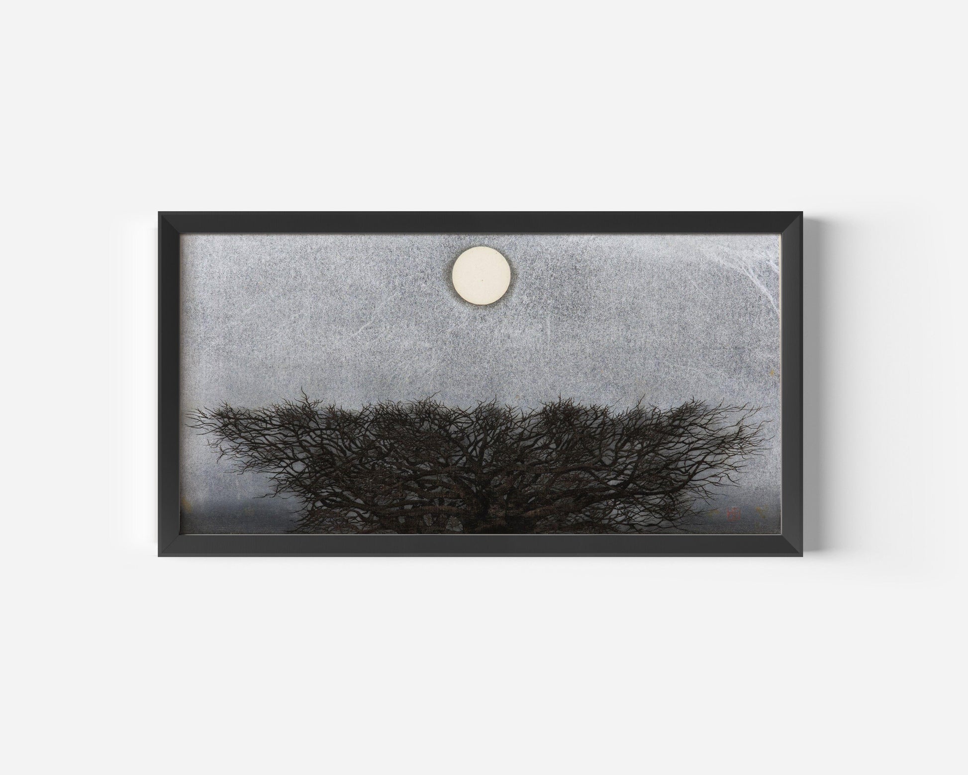 Joichi Hoshi - Moon over Tree | Vintage Japanese Wide Panoramic Art (available framed or unframed)