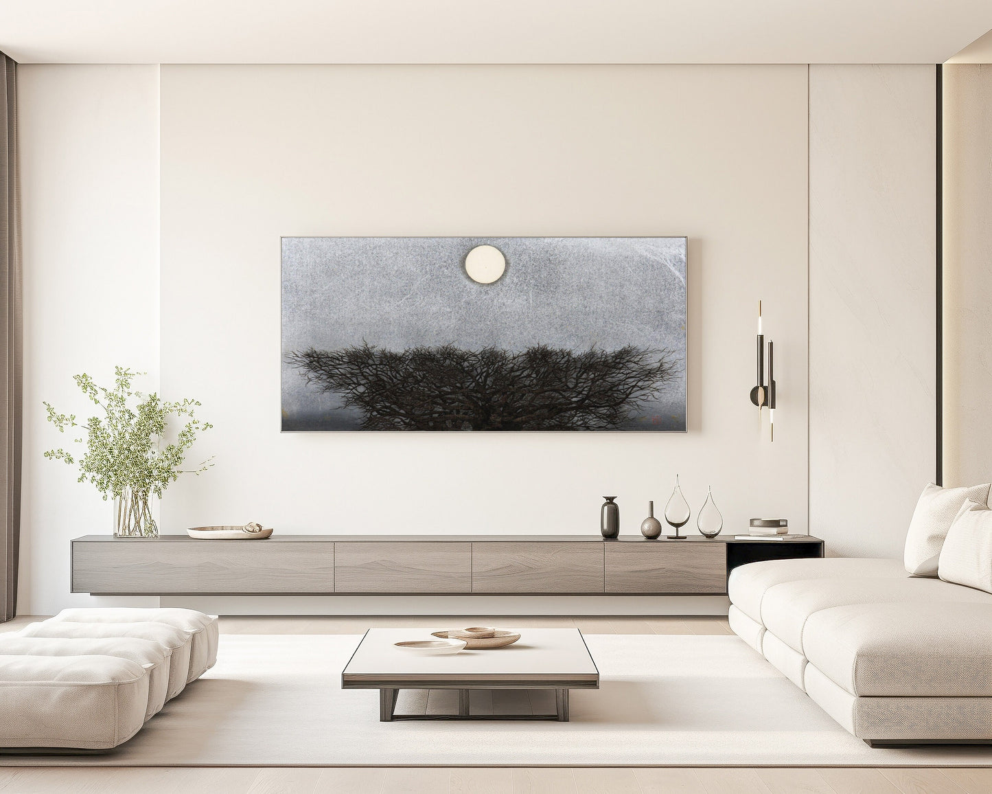 Joichi Hoshi - Moon over Tree | Vintage Japanese Wide Panoramic Art (available framed or unframed)