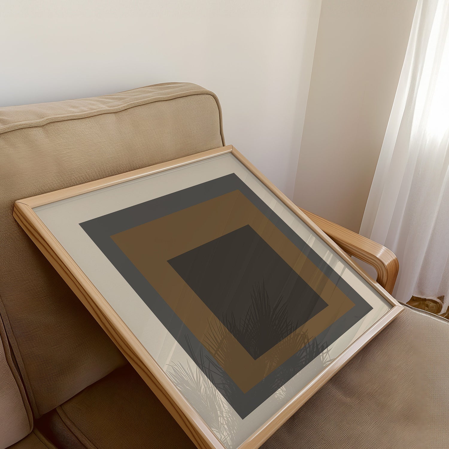 After Josef Albers - Beige Black and Brown (Homage to the Square) | Vintage Mid-century Modern Art Print (available framed or unframed)