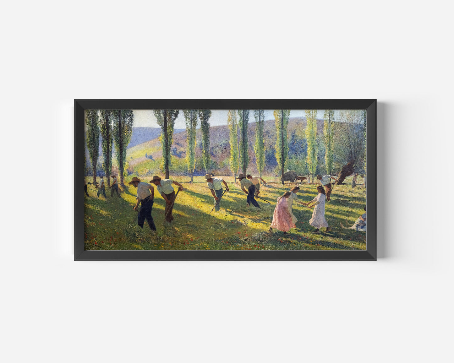 Vintage Impressionist art print "Henri Martin - Mowers or Summer" with people mowing, available framed or unframed.