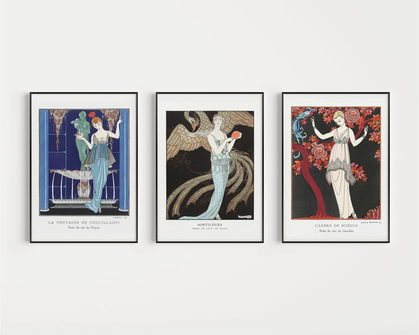 George Barbier Set of 3 | Famous Fashion Illustration Art Prints Nouveau (available framed or unframed)