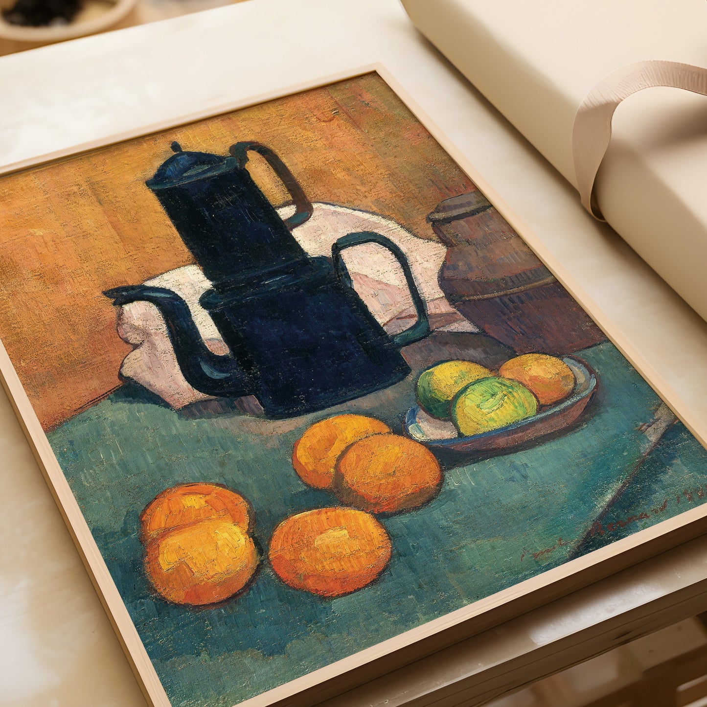 "Emile Bernard's The Blue Coffee Pot Still Life Art Print with Optional Frames"