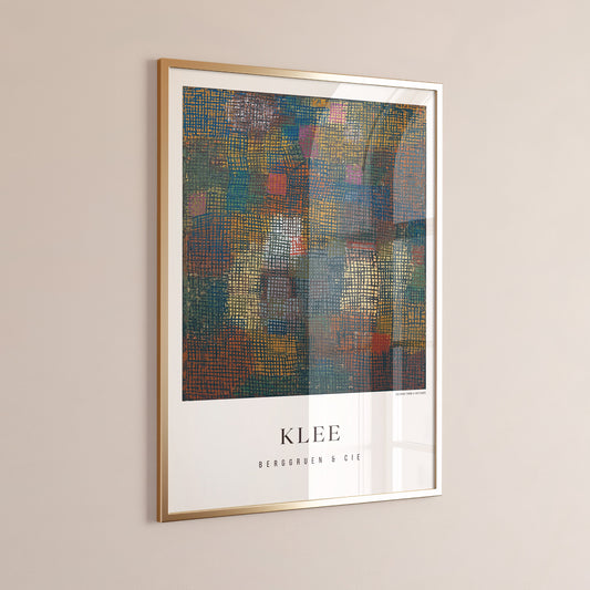 Modern abstract art by Paul Klee framed in brushed gold, perfect for elevating your space with a museum-quality fine art print.