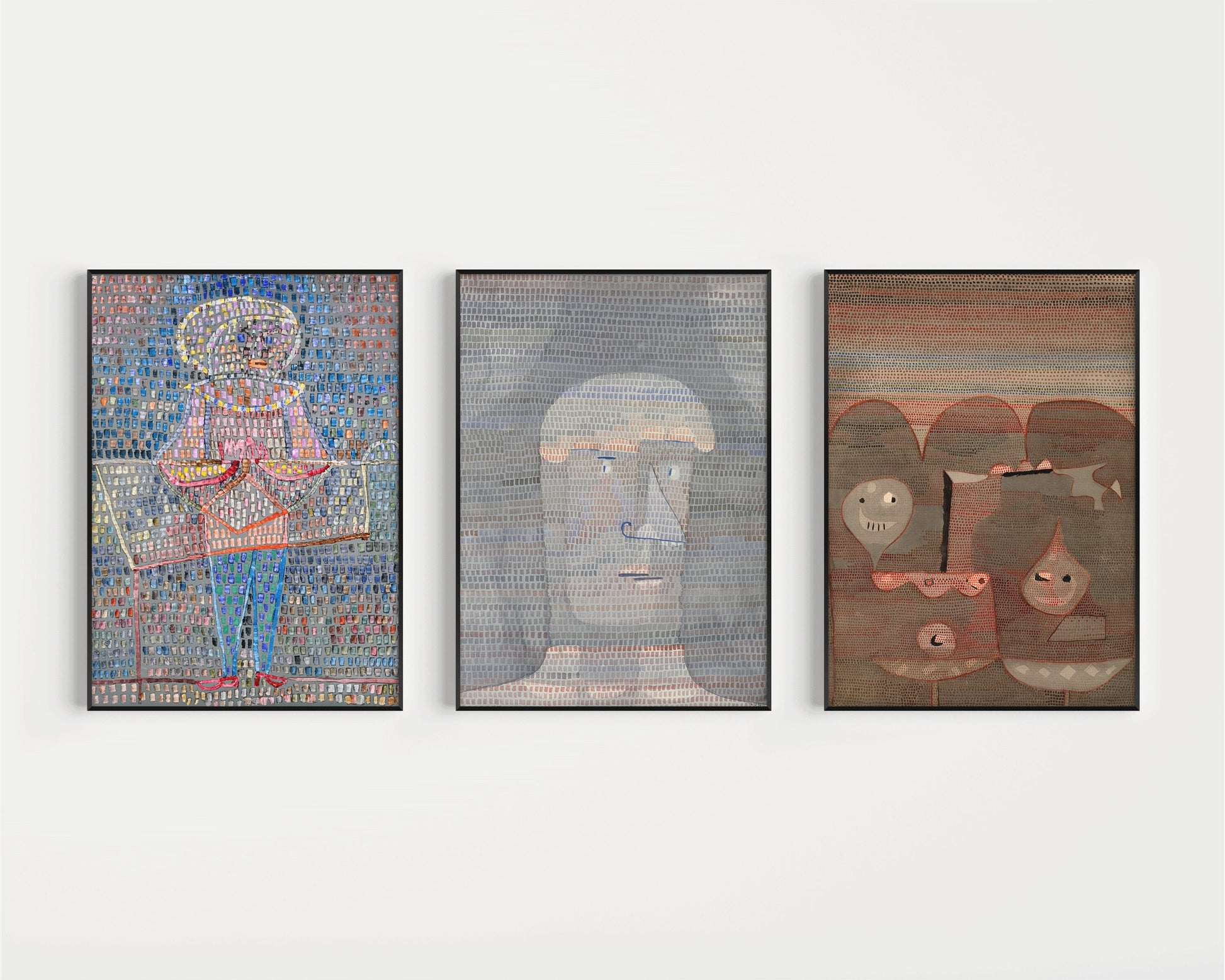 Paul Klee Set of 3 Prints - Boy in Fancy Dress; Athlete's Head; Barbarian Sacrifice | Vintage Abstract Art (available framed or unframed)