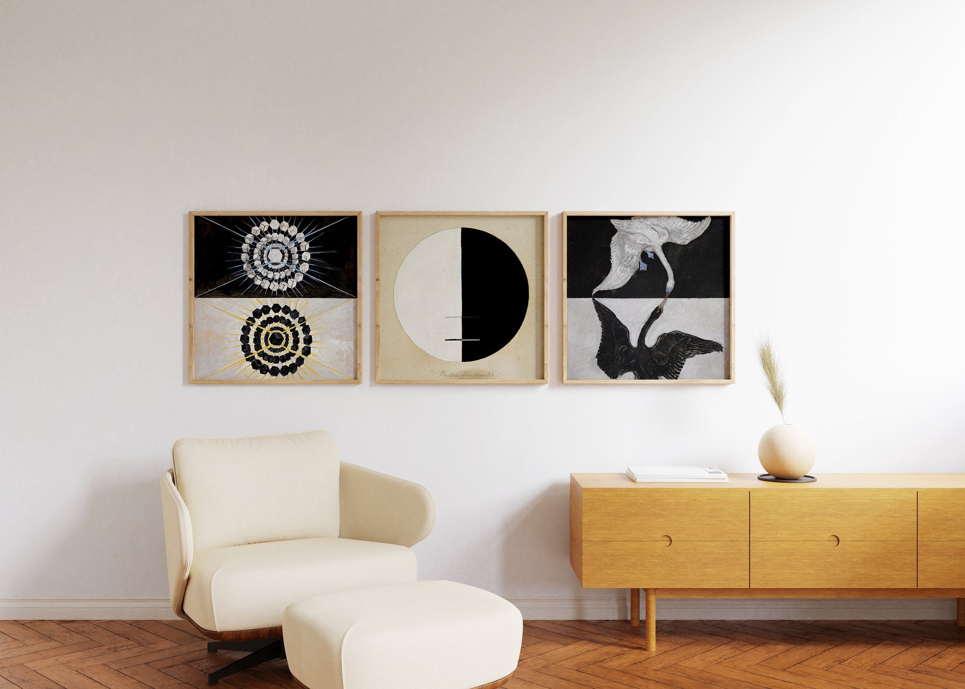 Hilma Af Klint Set of 3 Art Prints Swan | Abstract Vintage Art Available framed or unframed