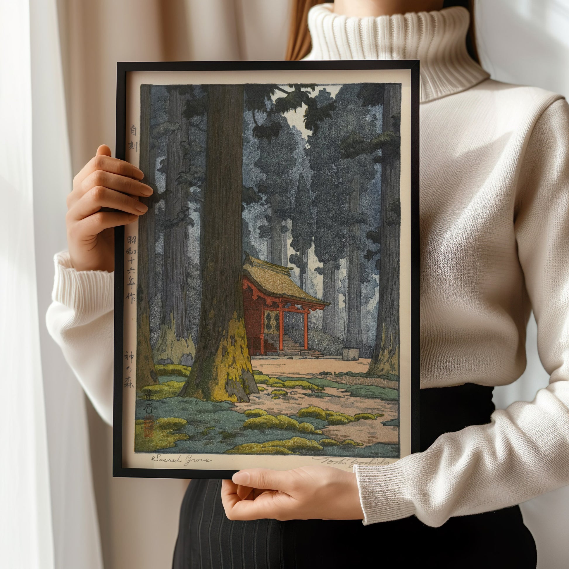 Toshi Yoshida – Sacred Grove | Vintage Japanese Woodblock Art (available framed or unframed)