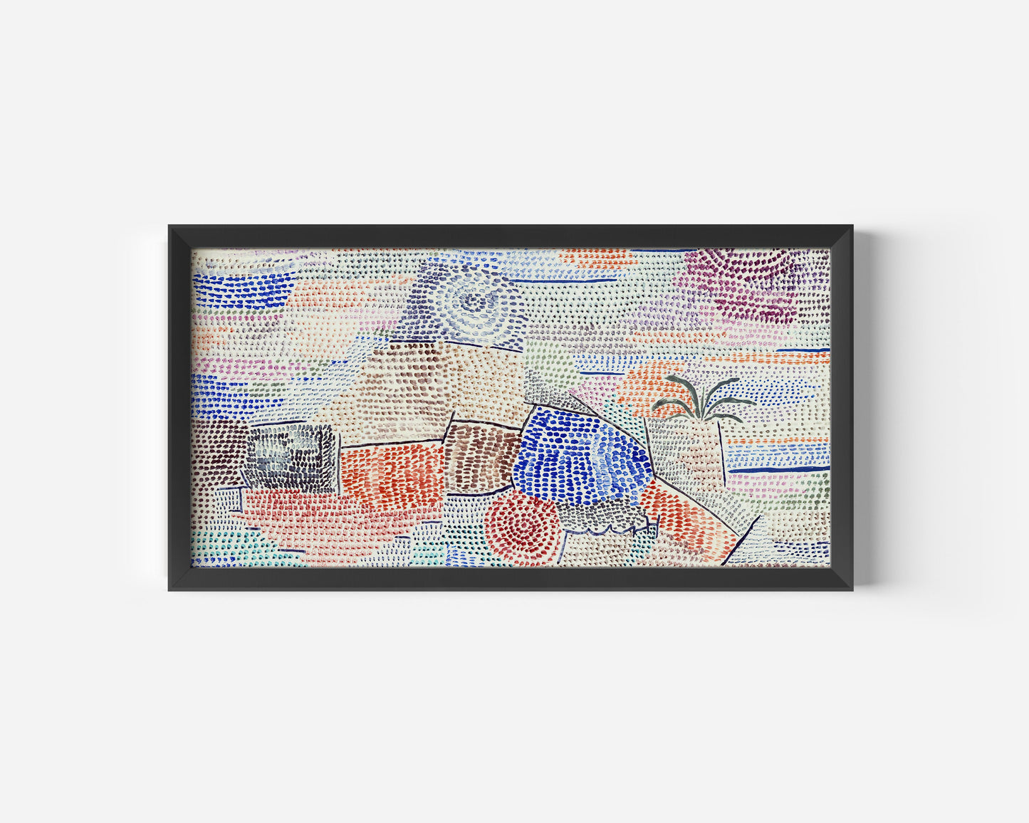 Paul Klee abstract art print, Light Over Former Times, framed modern panoramic piece, museum-quality fine art for home decor