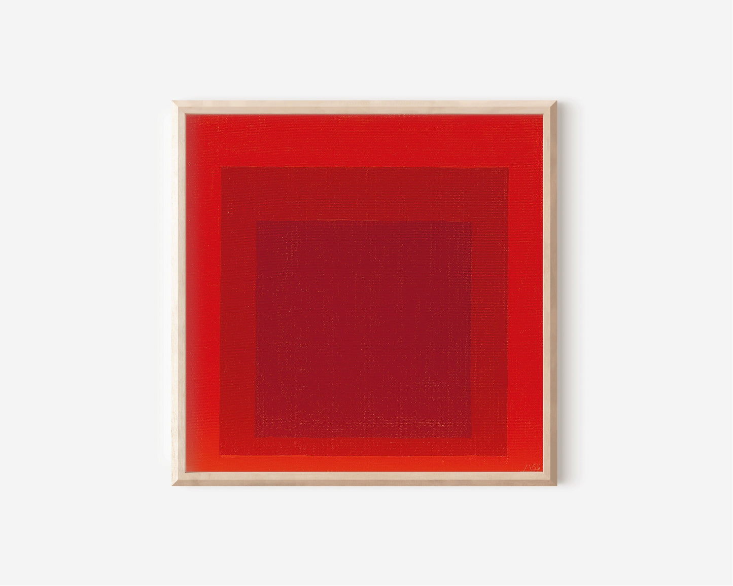 Josef Albers RED Homage to the Square mid-century modern art print, available framed or unframed, elevate your space.