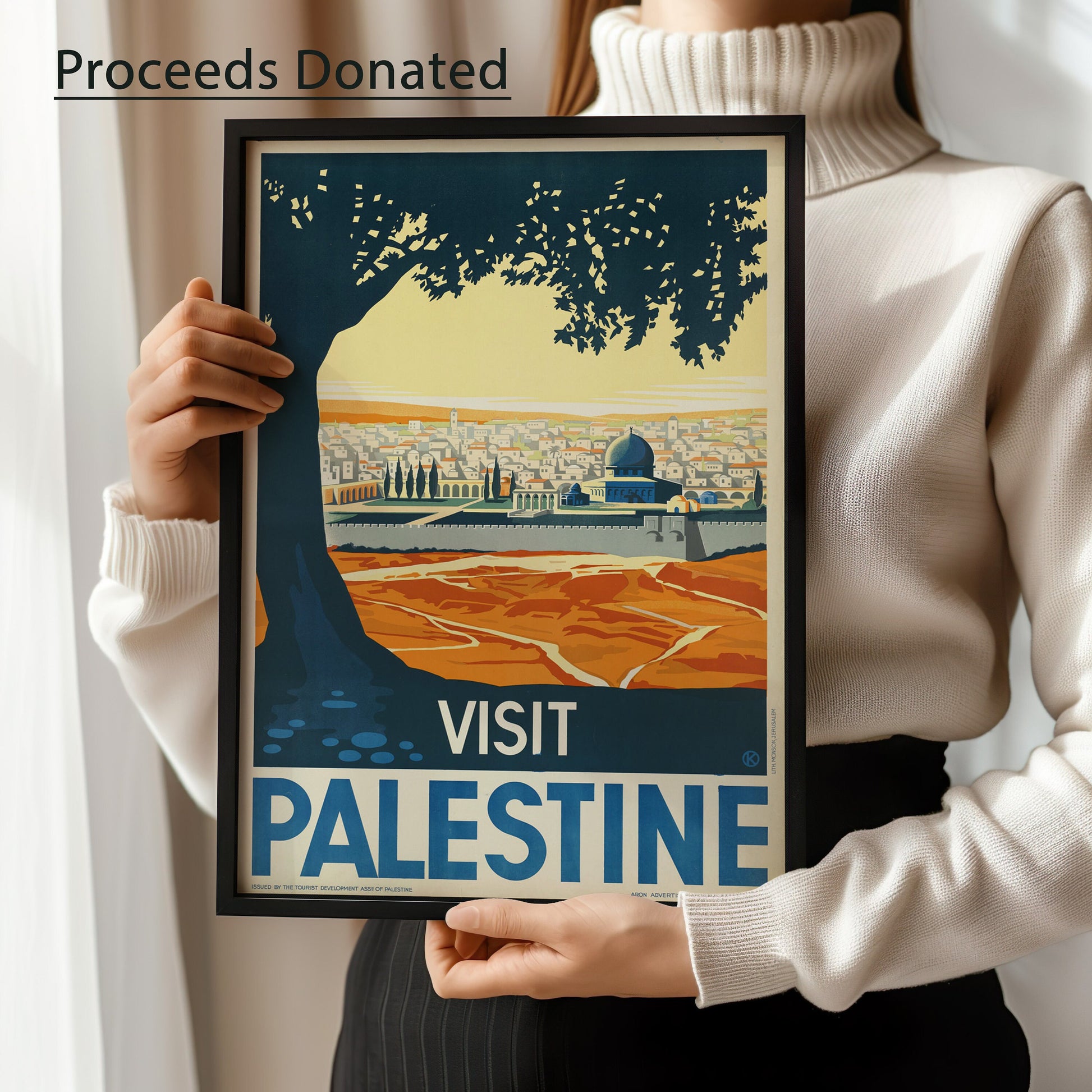 Vintage Visit Palestine Liberation Art Print for Sale, Proceeds Donated, Available Framed or Unframed