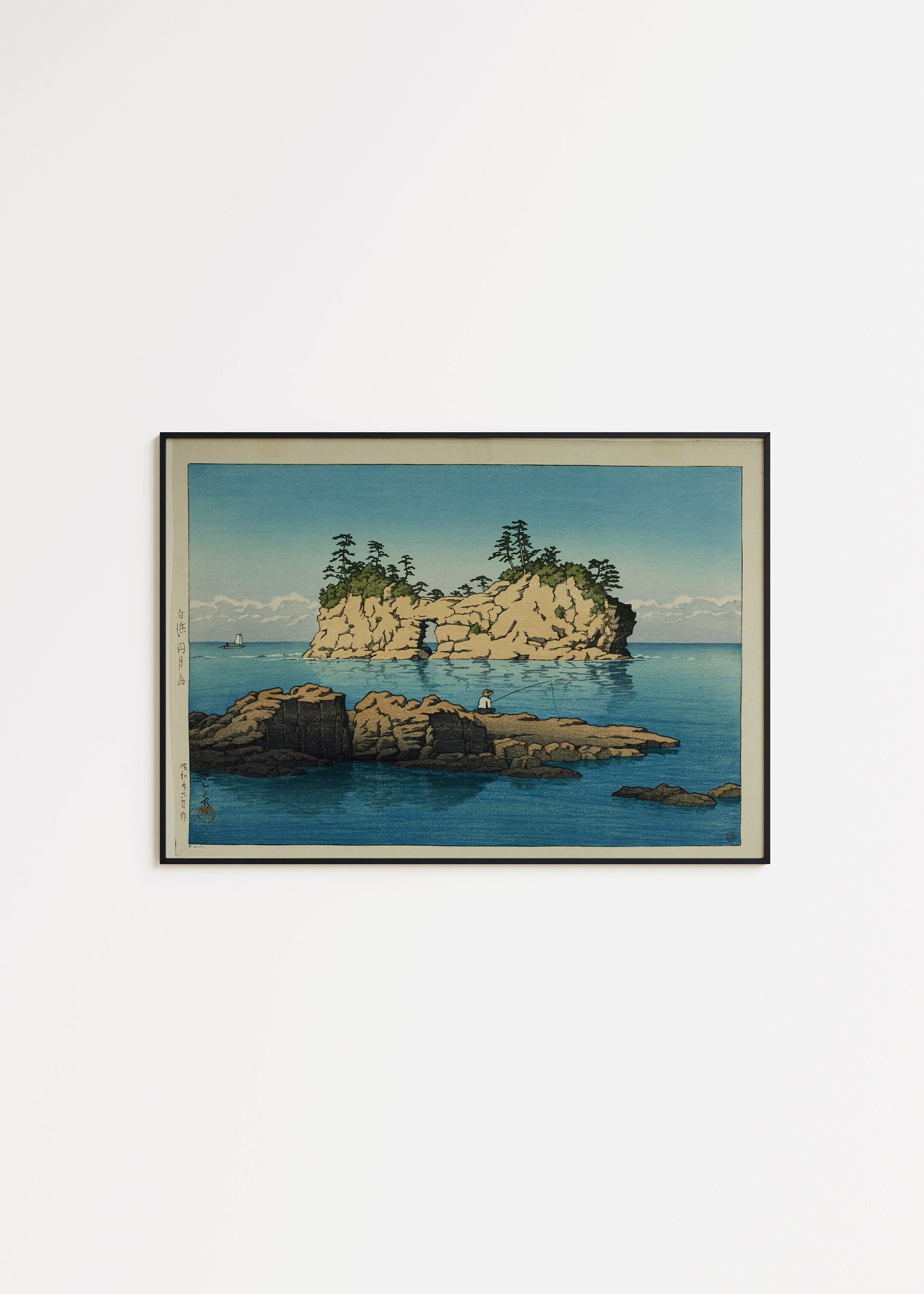 Kawase Hasui Engetsu Island print, Japanese vintage art framed, museum-quality fine art, elevate your space with handcrafted elegance.