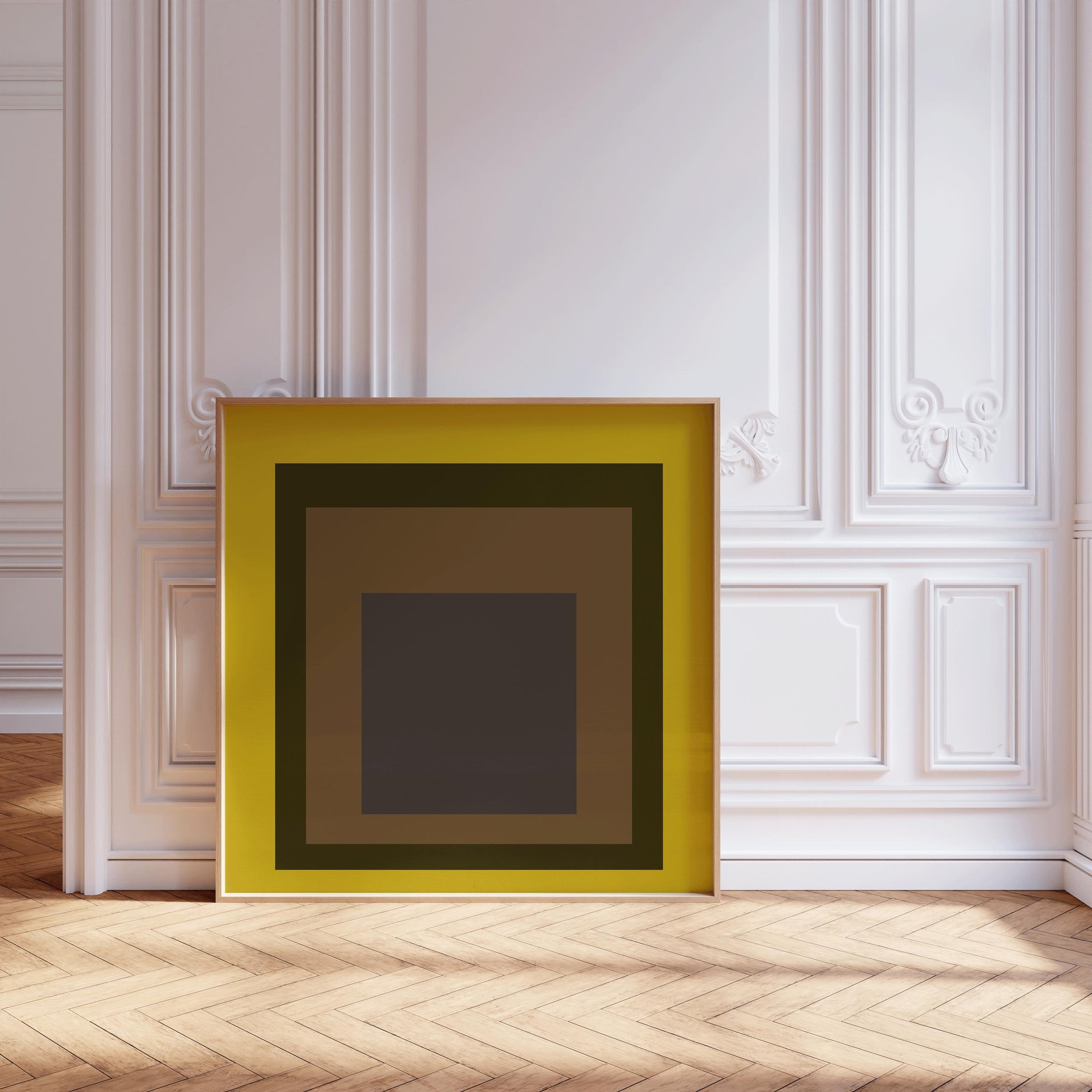 After Josef Albers - Mustard Yellow and Brown (Homage to the Square) | Vintage Mid-century Modern Art Print (available framed or unframed)