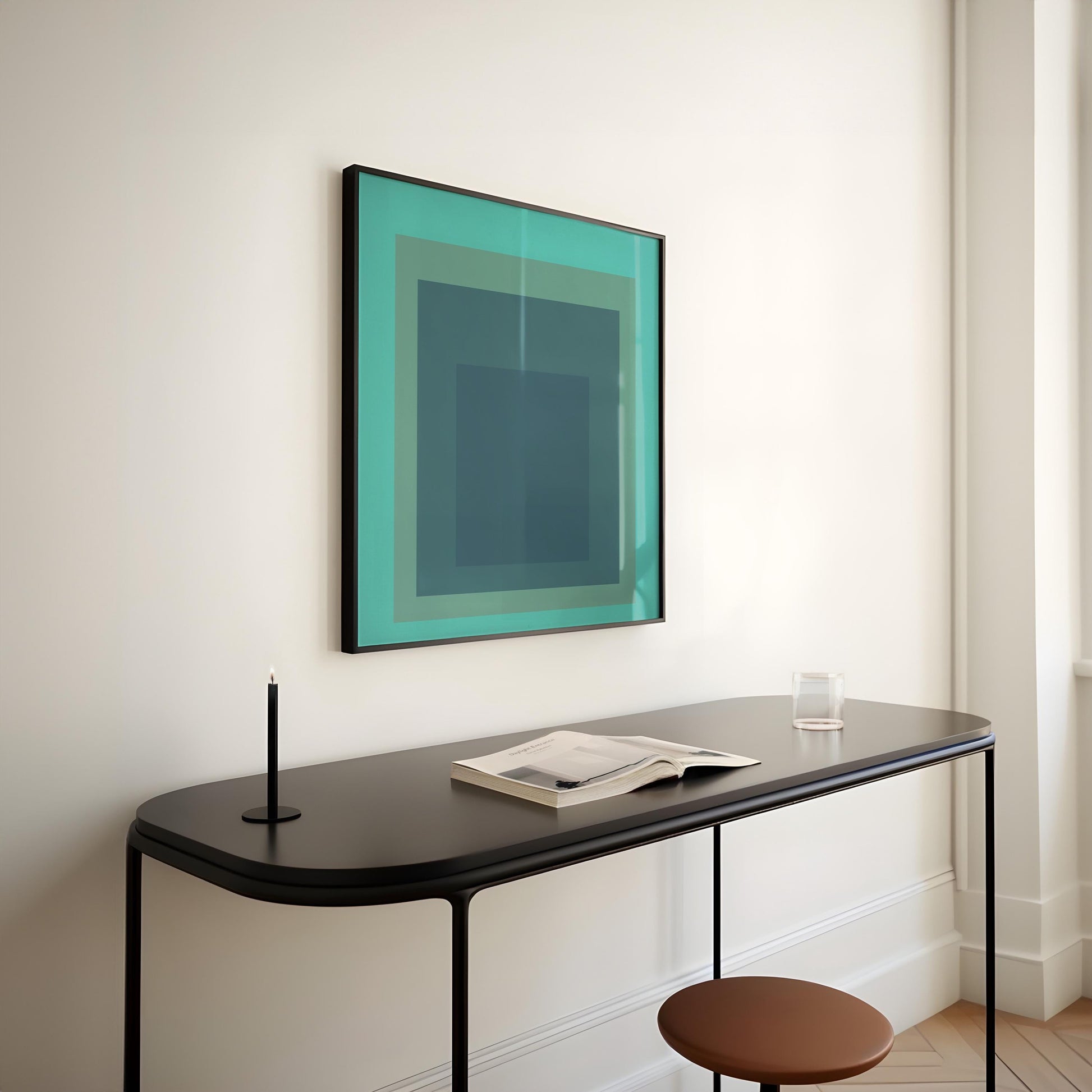 After Josef Albers - Mint Green (Homage to the Square) | Vintage Mid-century Modern Art Print (available framed or unframed)