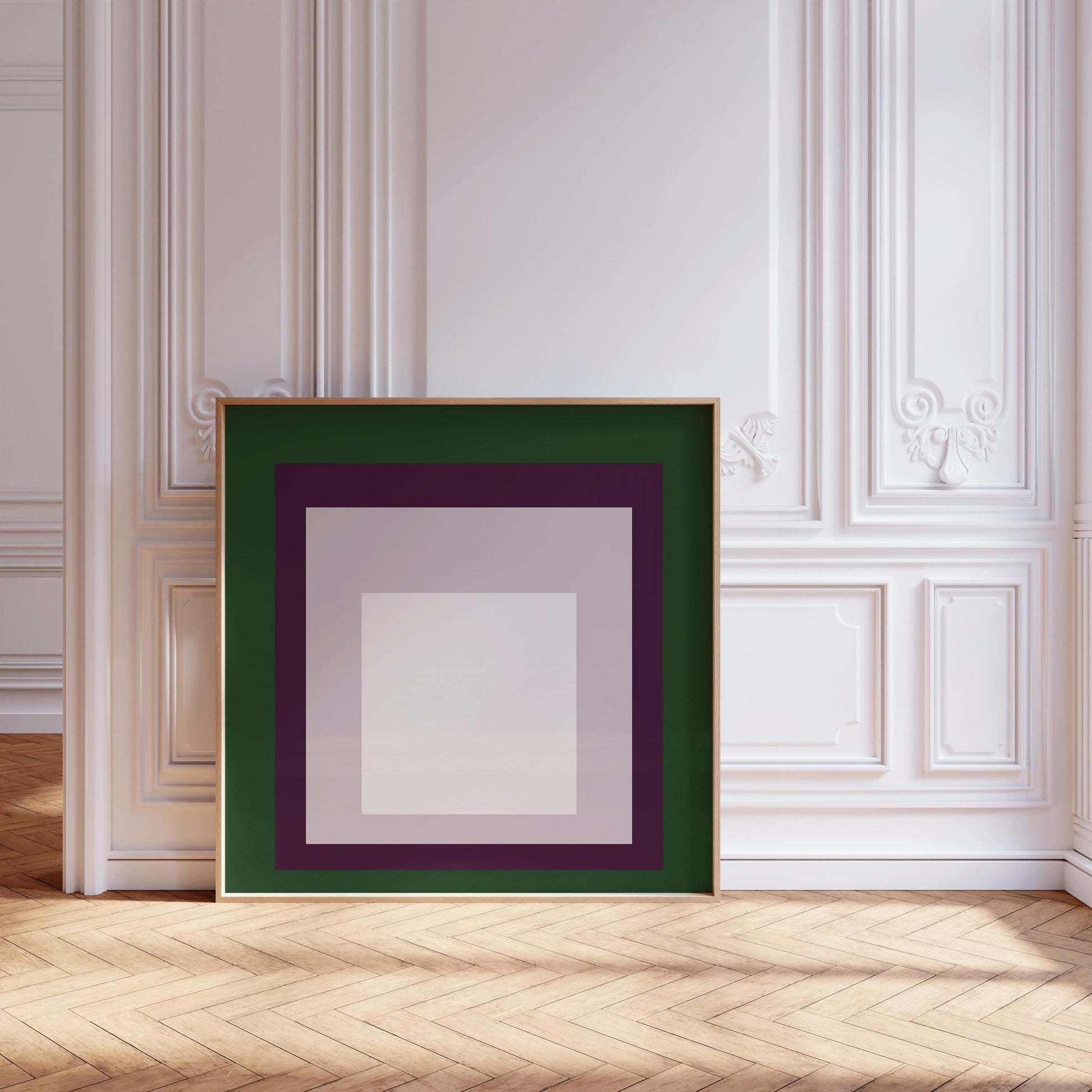 After Josef Albers - Green Purple and White (Homage to the Square) | Vintage Mid-century Modern Art Print (available framed or unframed)