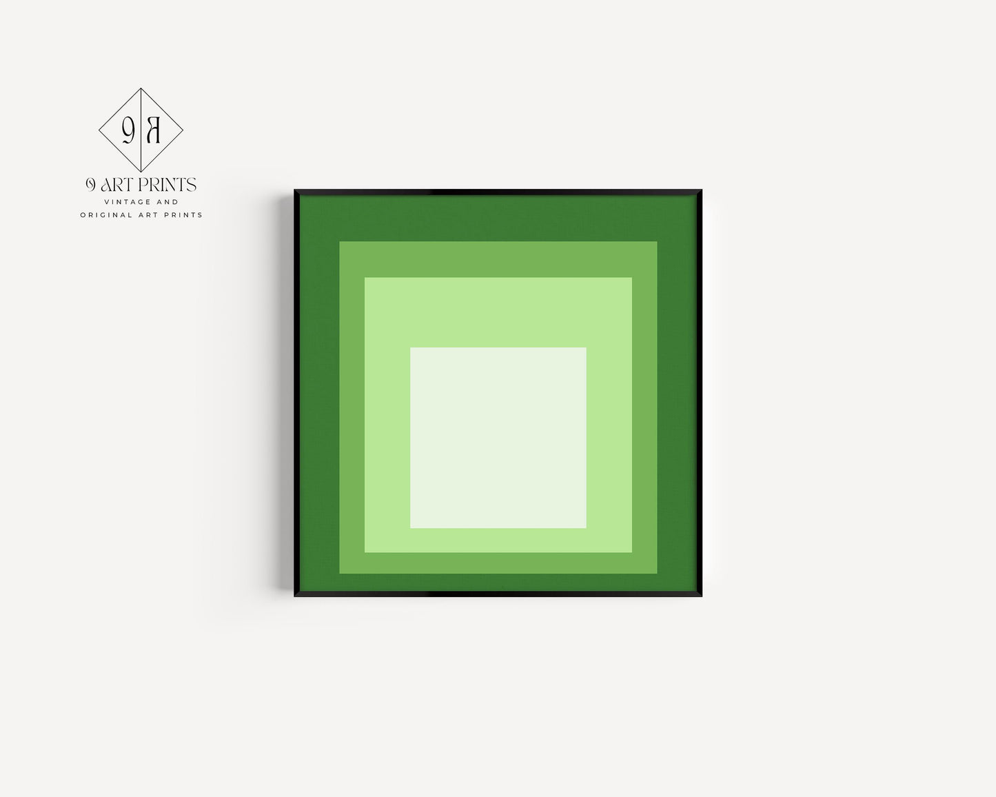 After Josef Albers - Green and White (Homage to the Square) | Vintage Mid-century Modern Art Print (available framed or unframed)