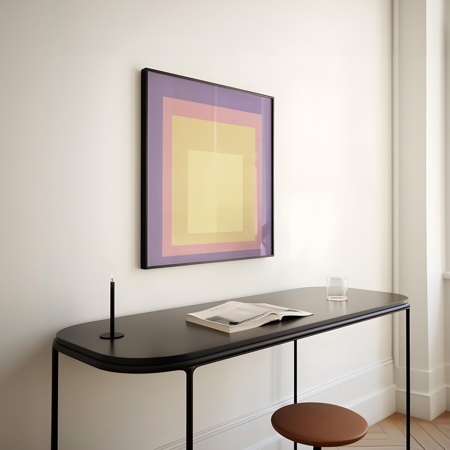 After Josef Albers - Lavender and Peach (Homage to the Square) | Vintage Mid-century Modern Art Print (available framed or unframed)