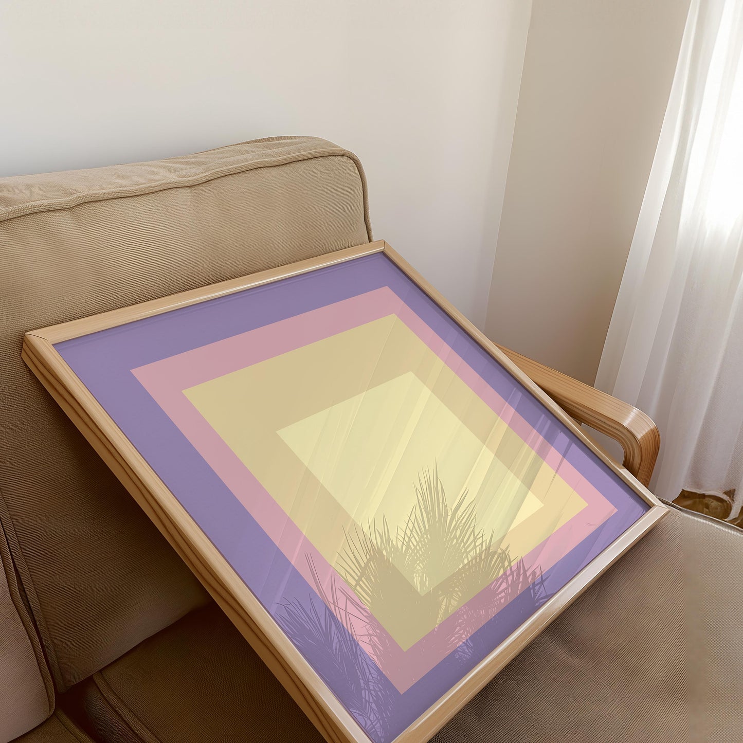 After Josef Albers - Lavender and Peach (Homage to the Square) | Vintage Mid-century Modern Art Print (available framed or unframed)