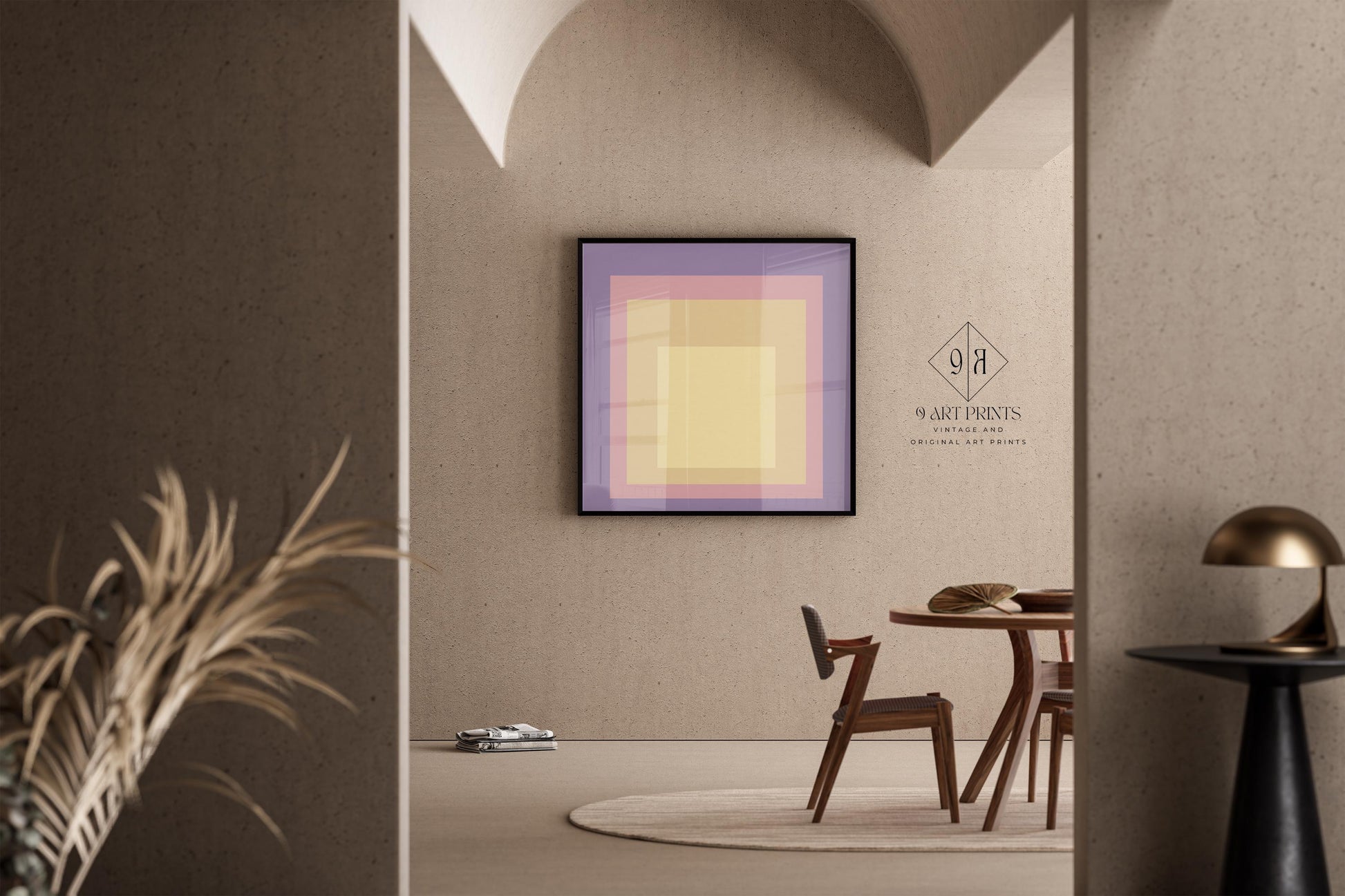 After Josef Albers - Lavender and Peach (Homage to the Square) | Vintage Mid-century Modern Art Print (available framed or unframed)