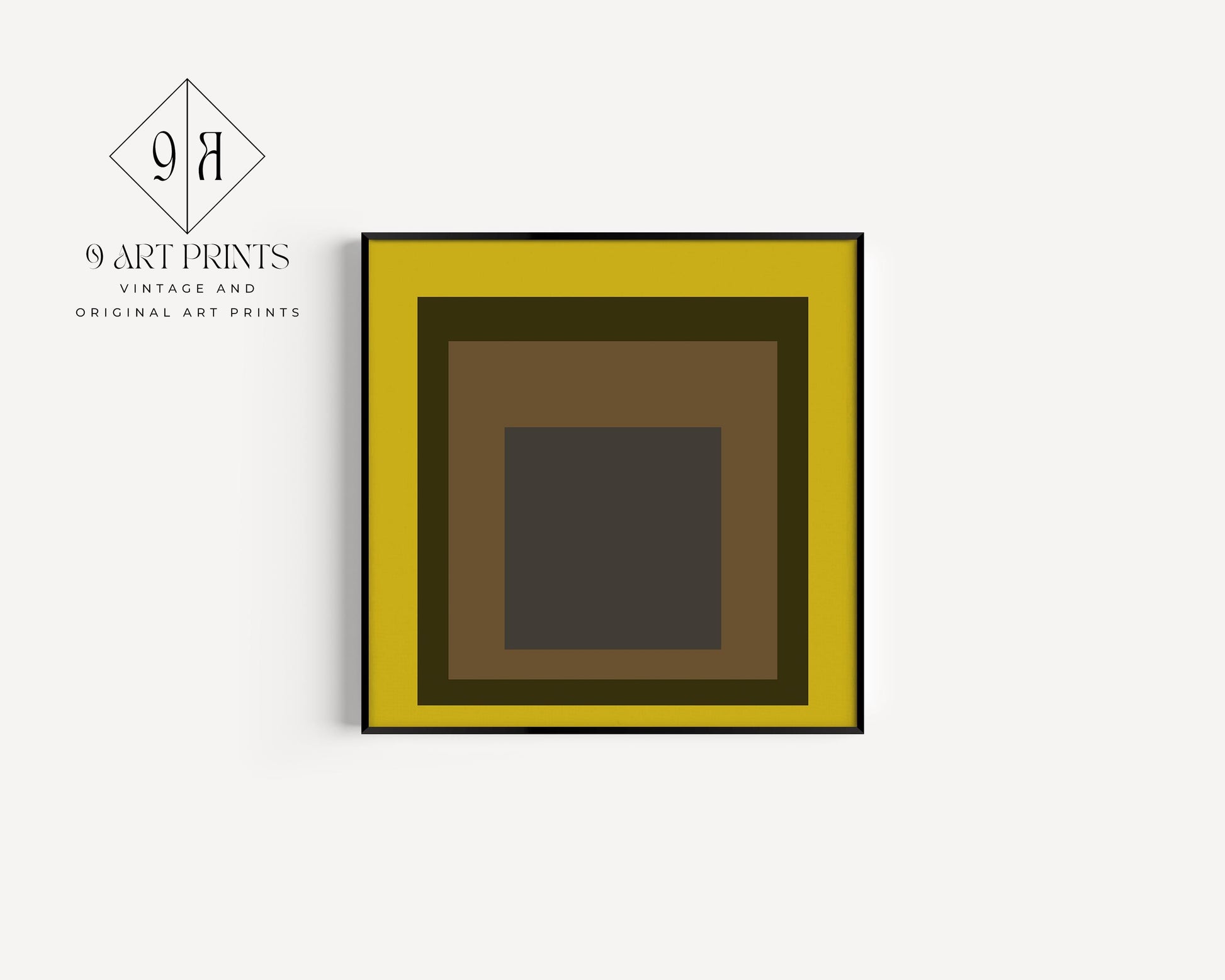 After Josef Albers - Mustard Yellow and Brown (Homage to the Square) | Vintage Mid-century Modern Art Print (available framed or unframed)