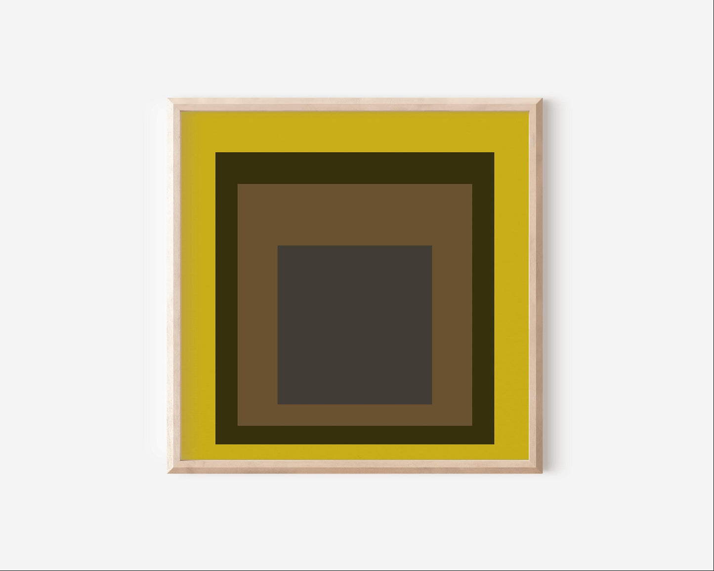 After Josef Albers - Mustard Yellow and Brown (Homage to the Square) | Vintage Mid-century Modern Art Print (available framed or unframed)