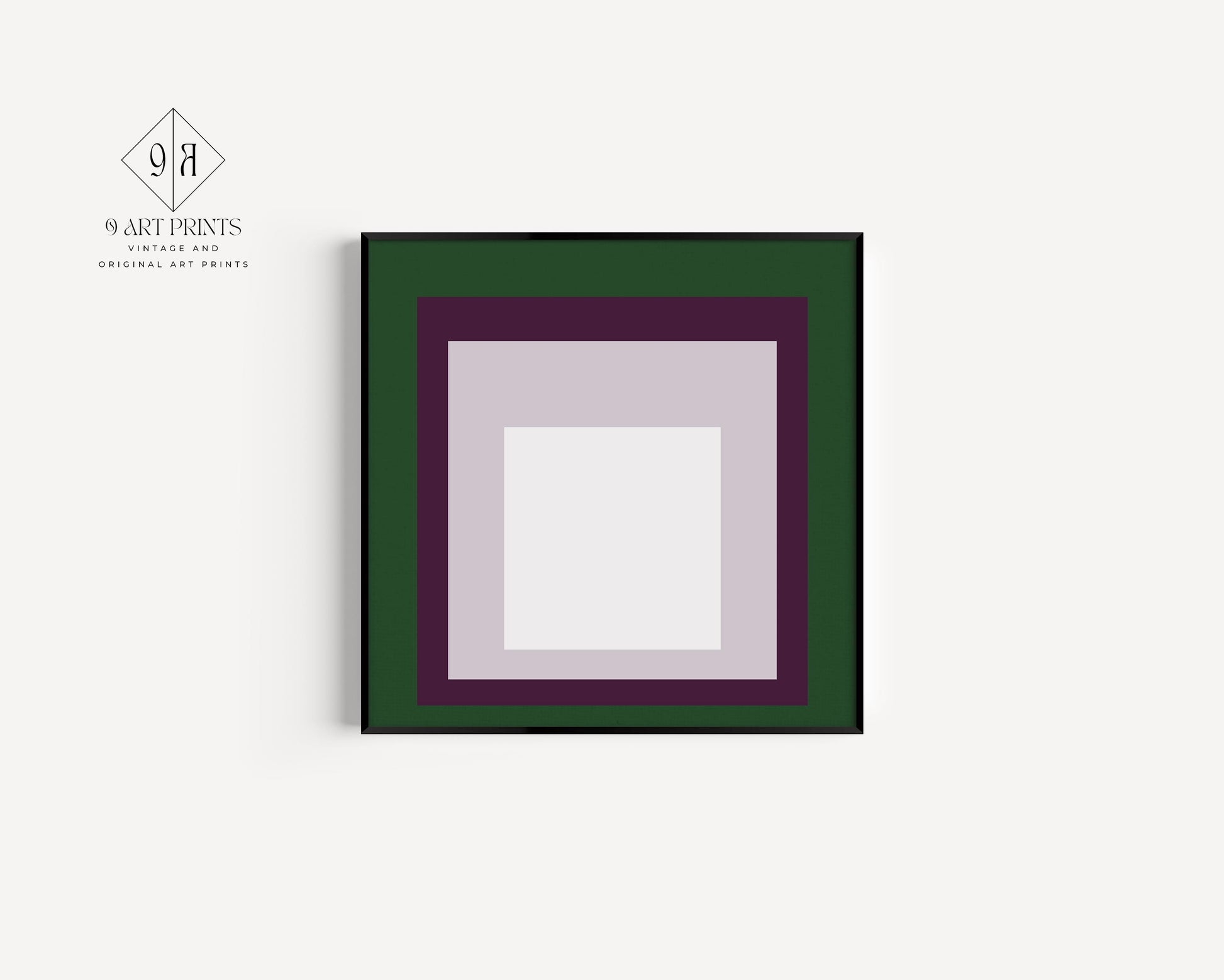 After Josef Albers - Green Purple and White (Homage to the Square) | Vintage Mid-century Modern Art Print (available framed or unframed)