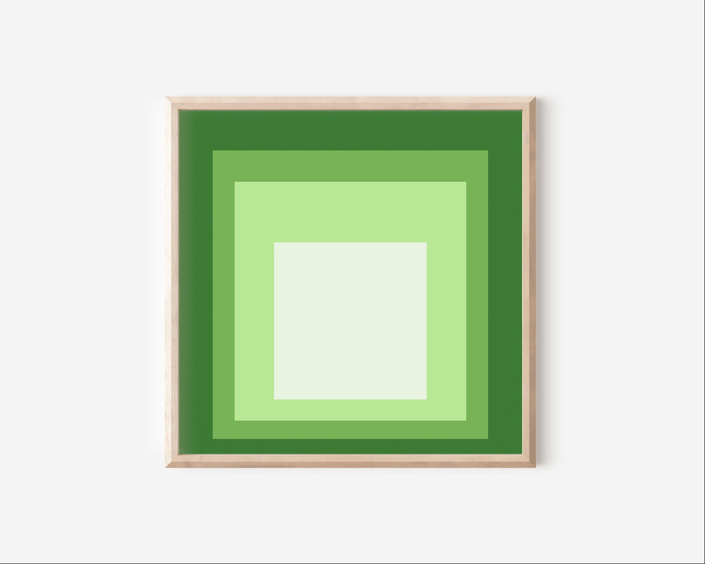 After Josef Albers - Green and White (Homage to the Square) | Vintage Mid-century Modern Art Print (available framed or unframed)