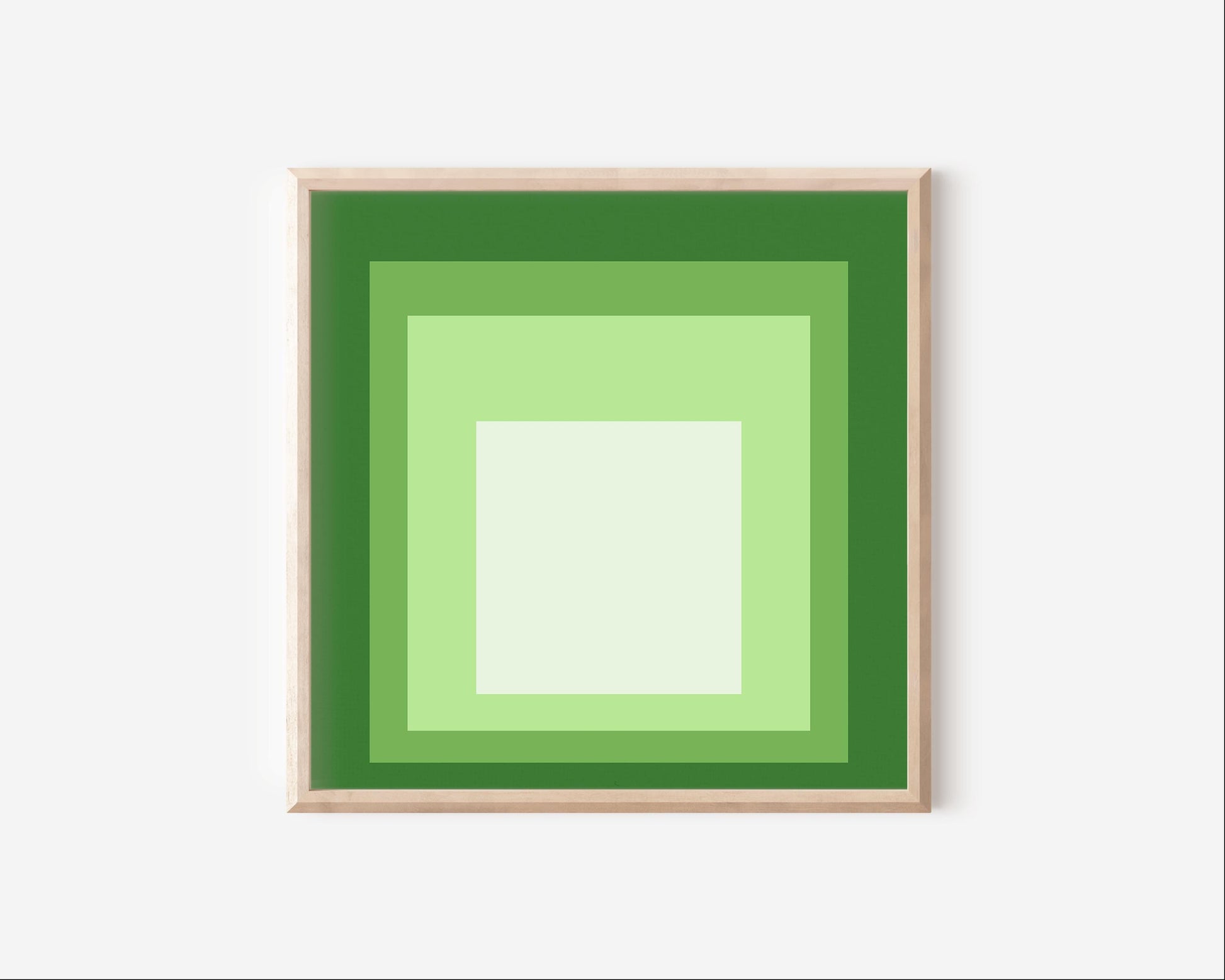 After Josef Albers - Green and White (Homage to the Square) | Vintage Mid-century Modern Art Print (available framed or unframed)