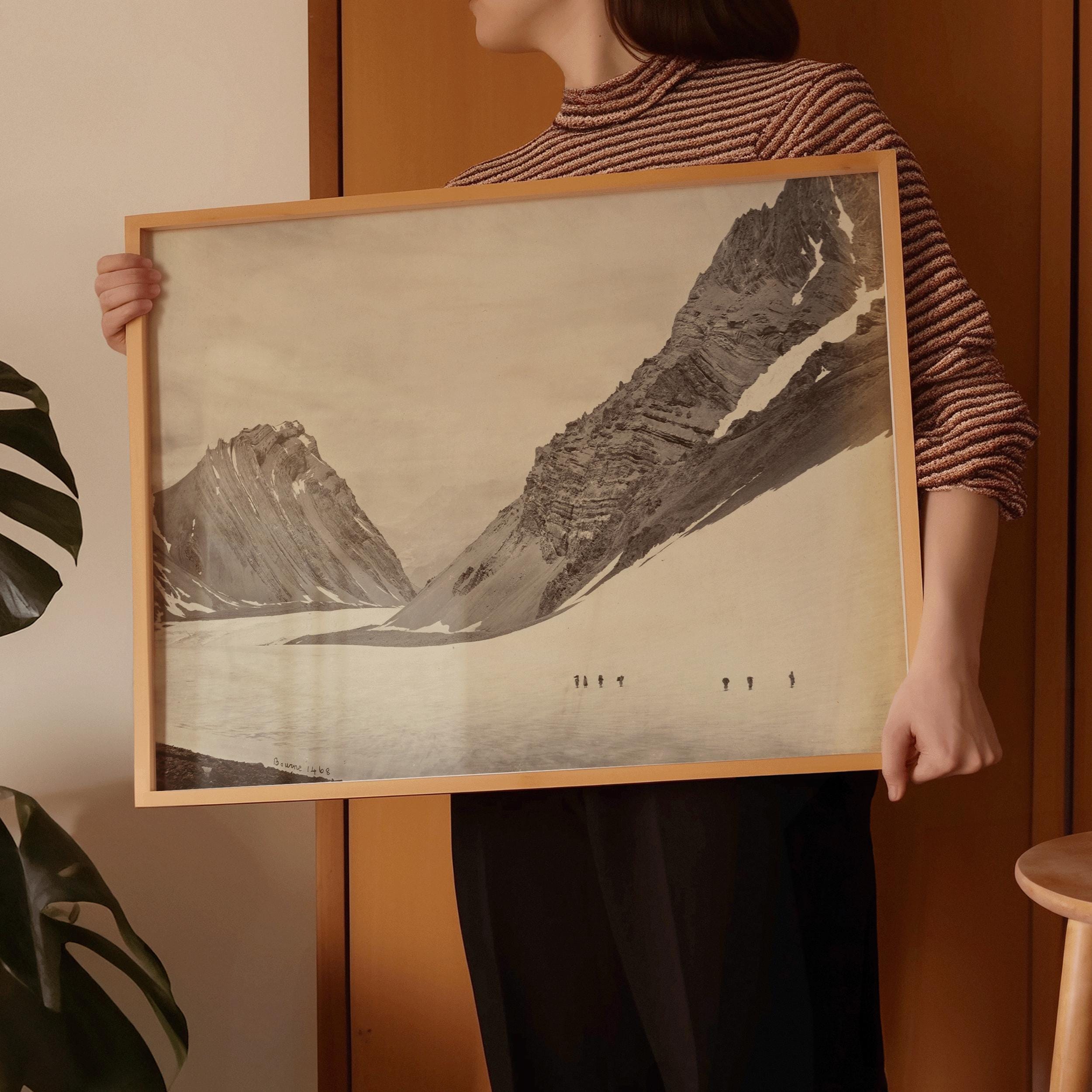 The Manirung Pass : 1800's Famous Black and White Photograph Giclée Print