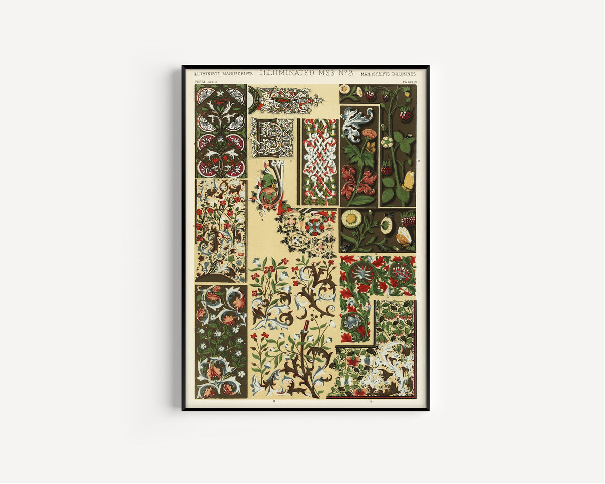 Owen Jones — Illuminated MSS No. 3, from The Grammar of Ornament | Ornament Plate Print