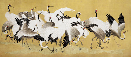 Ishida Yutei — A Flock of Cranes | Edo Period Painting - 9ArtPrints