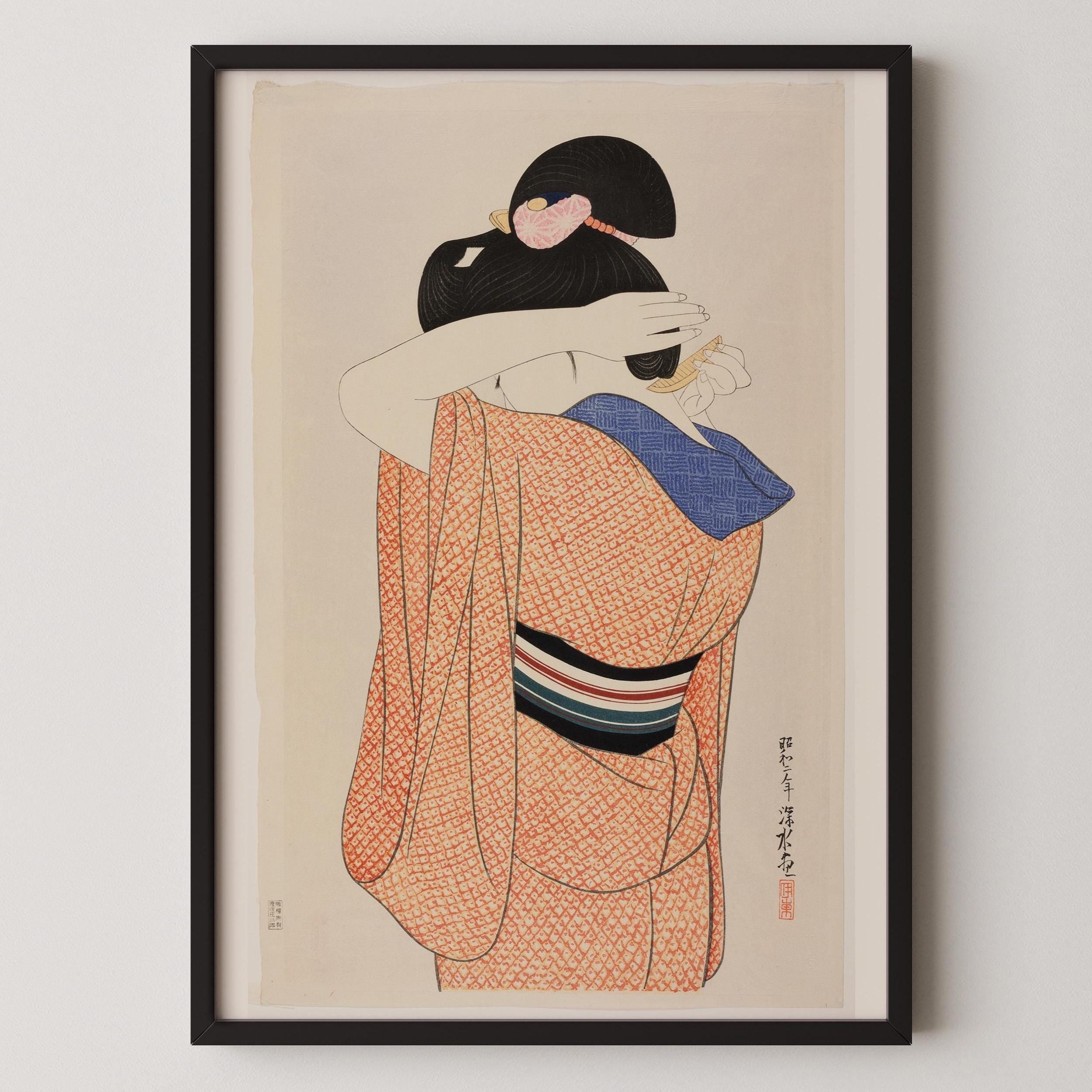 Ito Shinsui Japanese Woodblock Print: The Long Undergarment, Giclée Art - 9ArtPrints