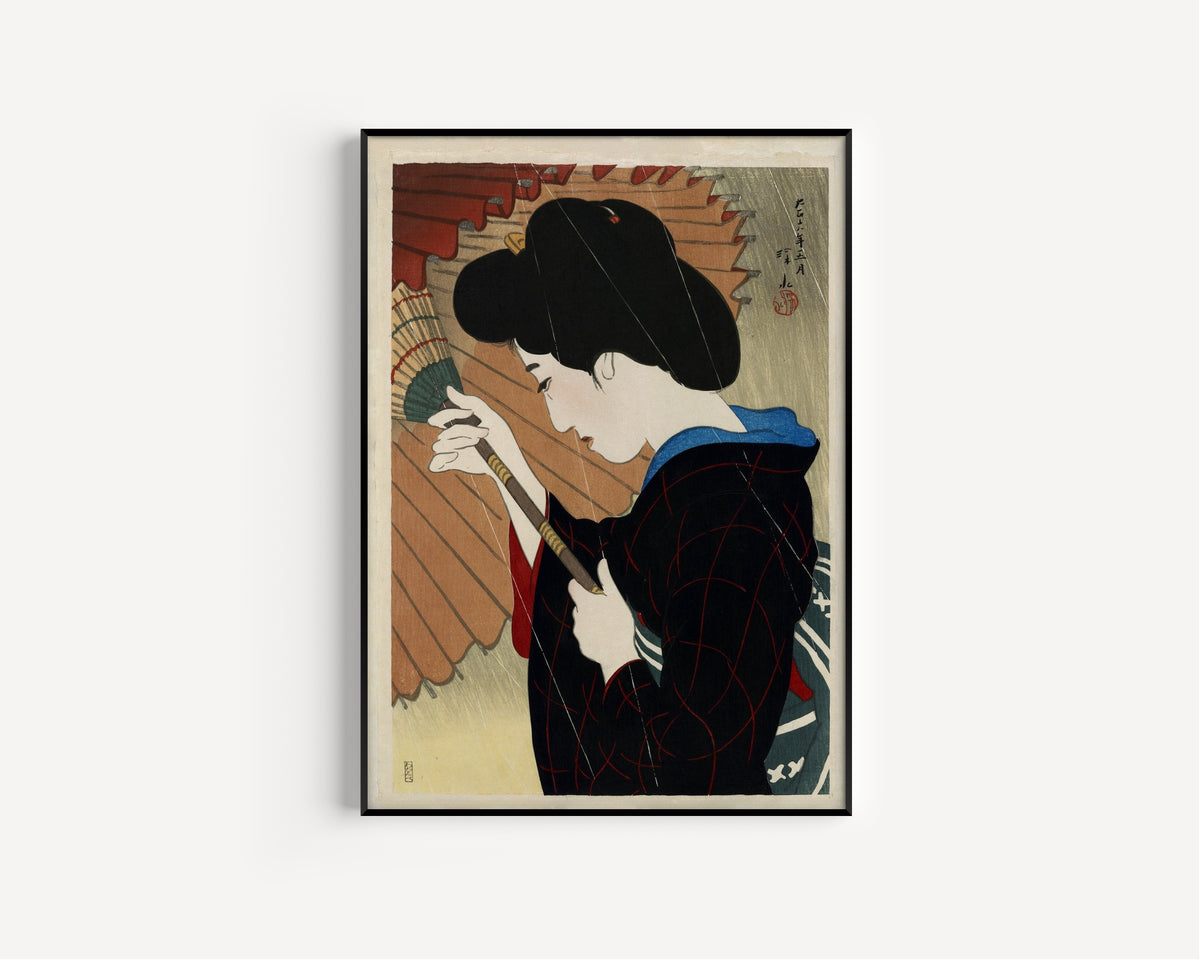 Ito Shinsui Passing Rain Giclée Print: Vintage Japanese Woodblock Art - 9ArtPrints