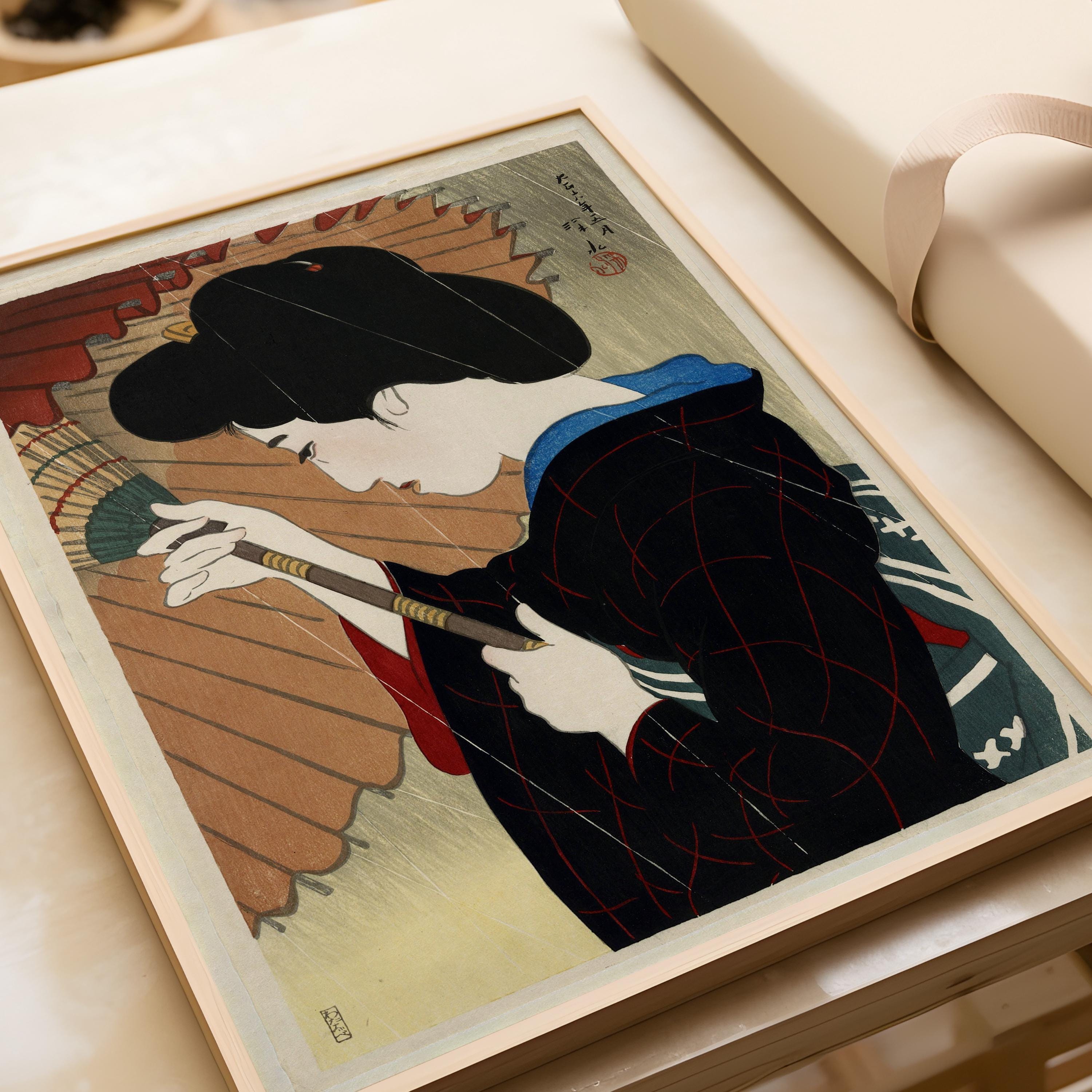 Ito Shinsui Passing Rain Giclée Print: Vintage Japanese Woodblock Art - 9ArtPrints