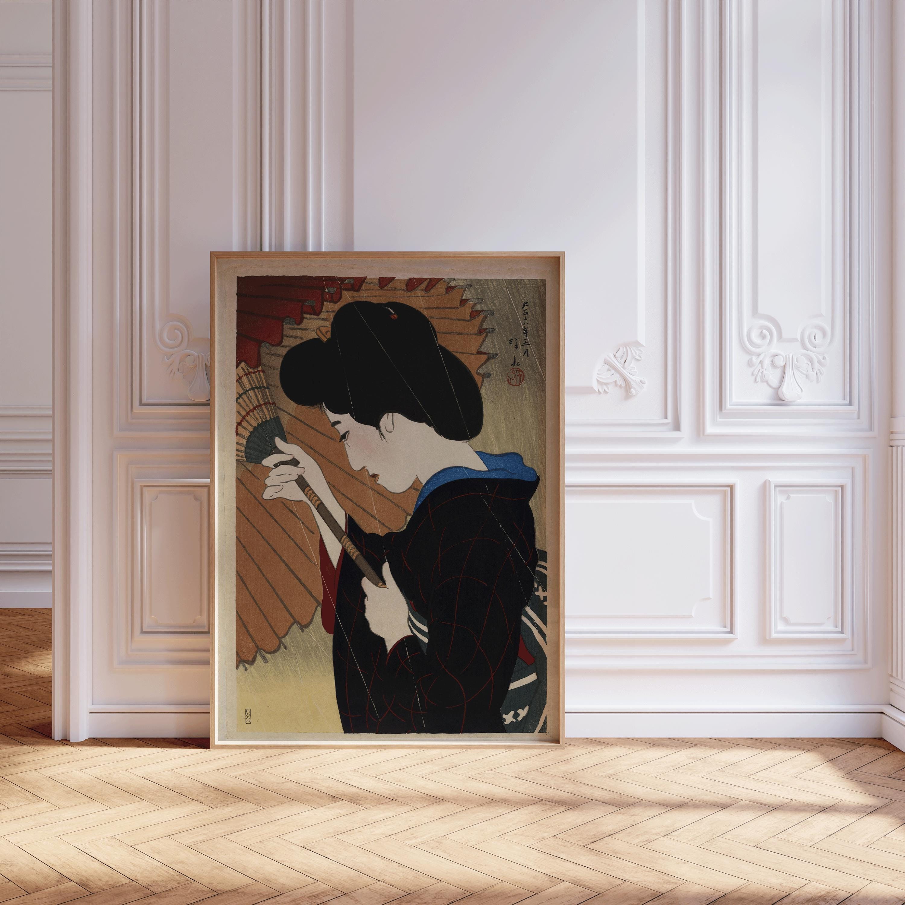 Ito Shinsui Passing Rain Giclée Print: Vintage Japanese Woodblock Art - 9ArtPrints