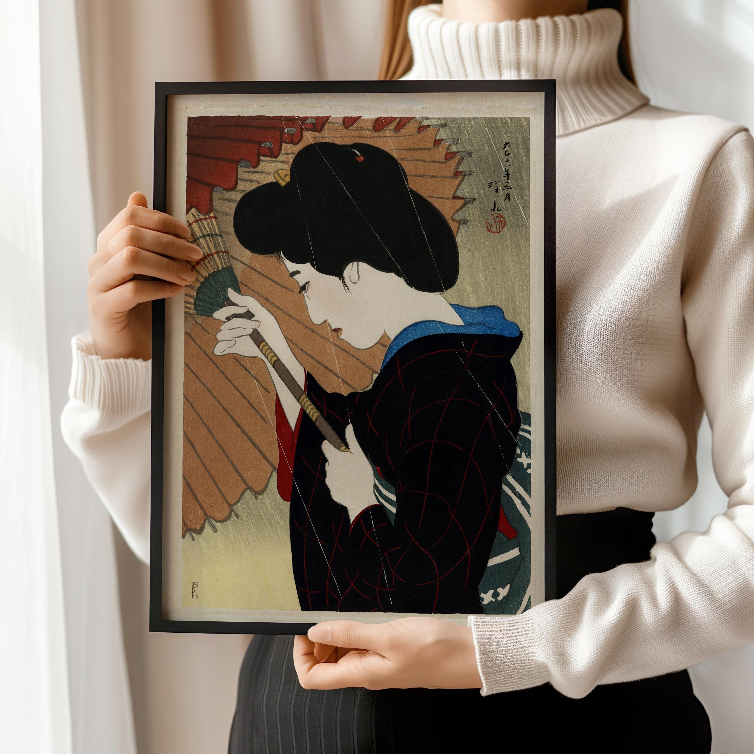 Ito Shinsui Passing Rain Giclée Print: Vintage Japanese Woodblock Art - 9ArtPrints