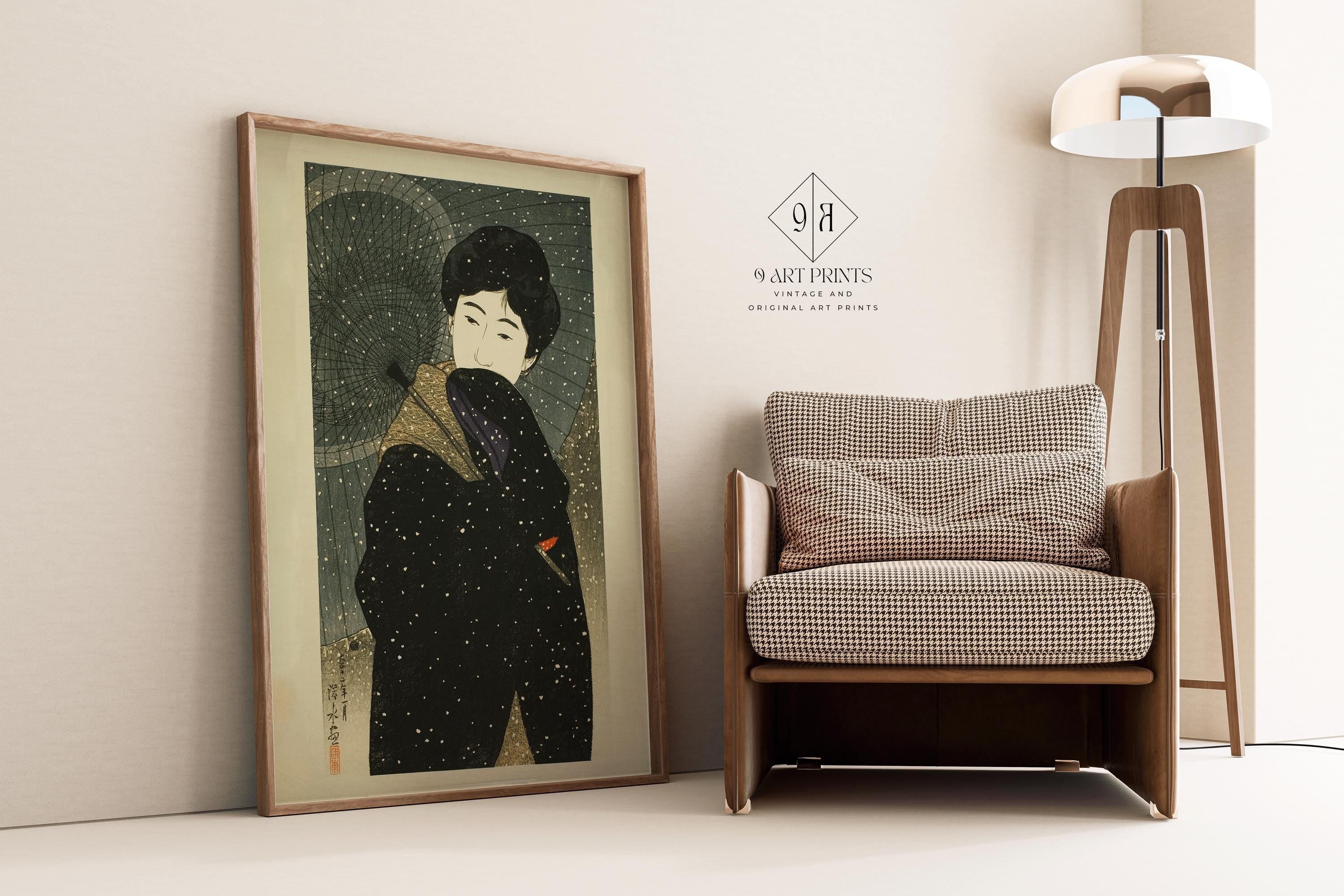 Ito Shinsui Snowy Night Giclee Print: Vintage Japanese Woodblock Art - 9ArtPrints