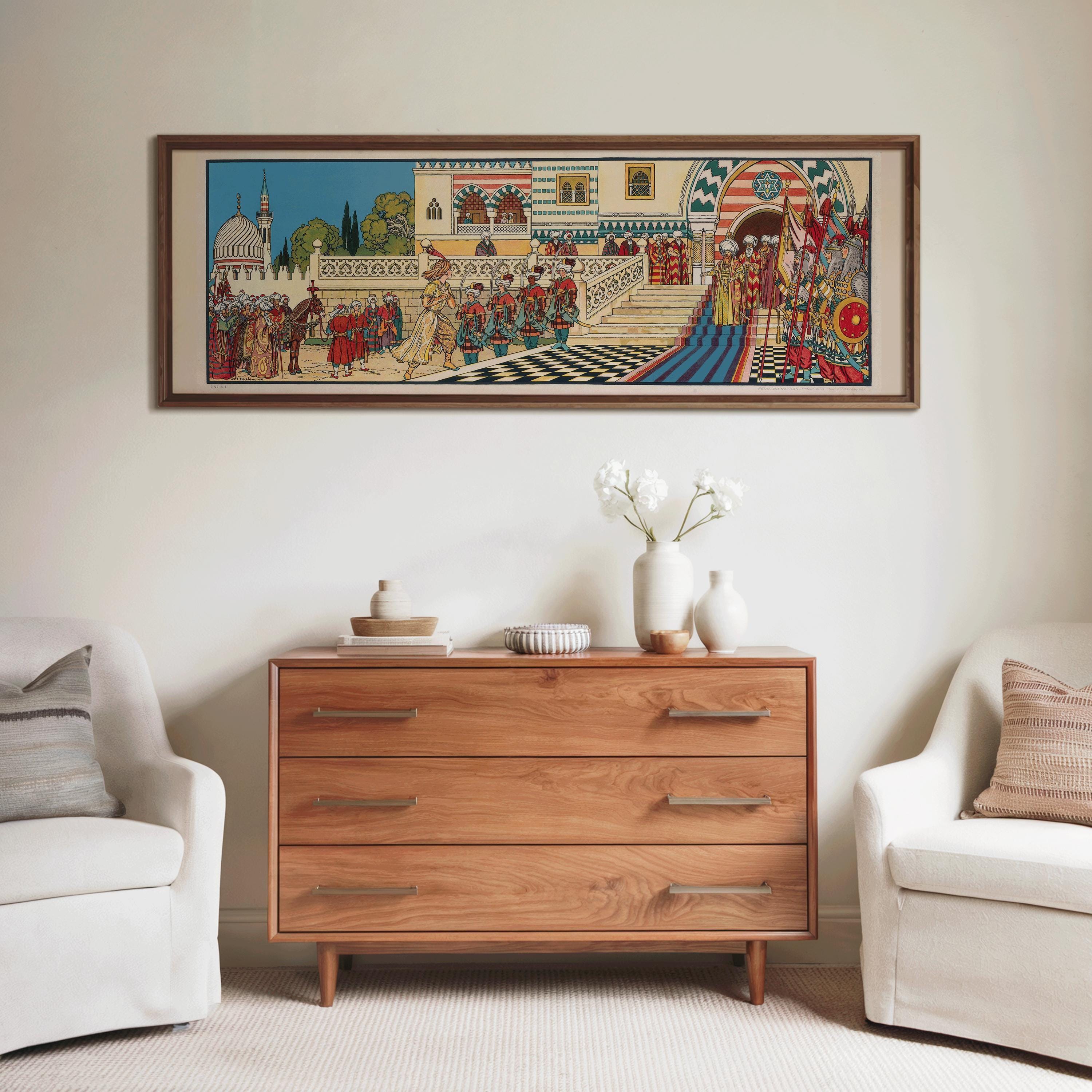 Ivan Bilibin - Aladdin at the Sultan's Court | An Enchanting Super Wide Vintage Fairytale Artwork (available handframed or unframed) 3x1 - 9ArtPrints