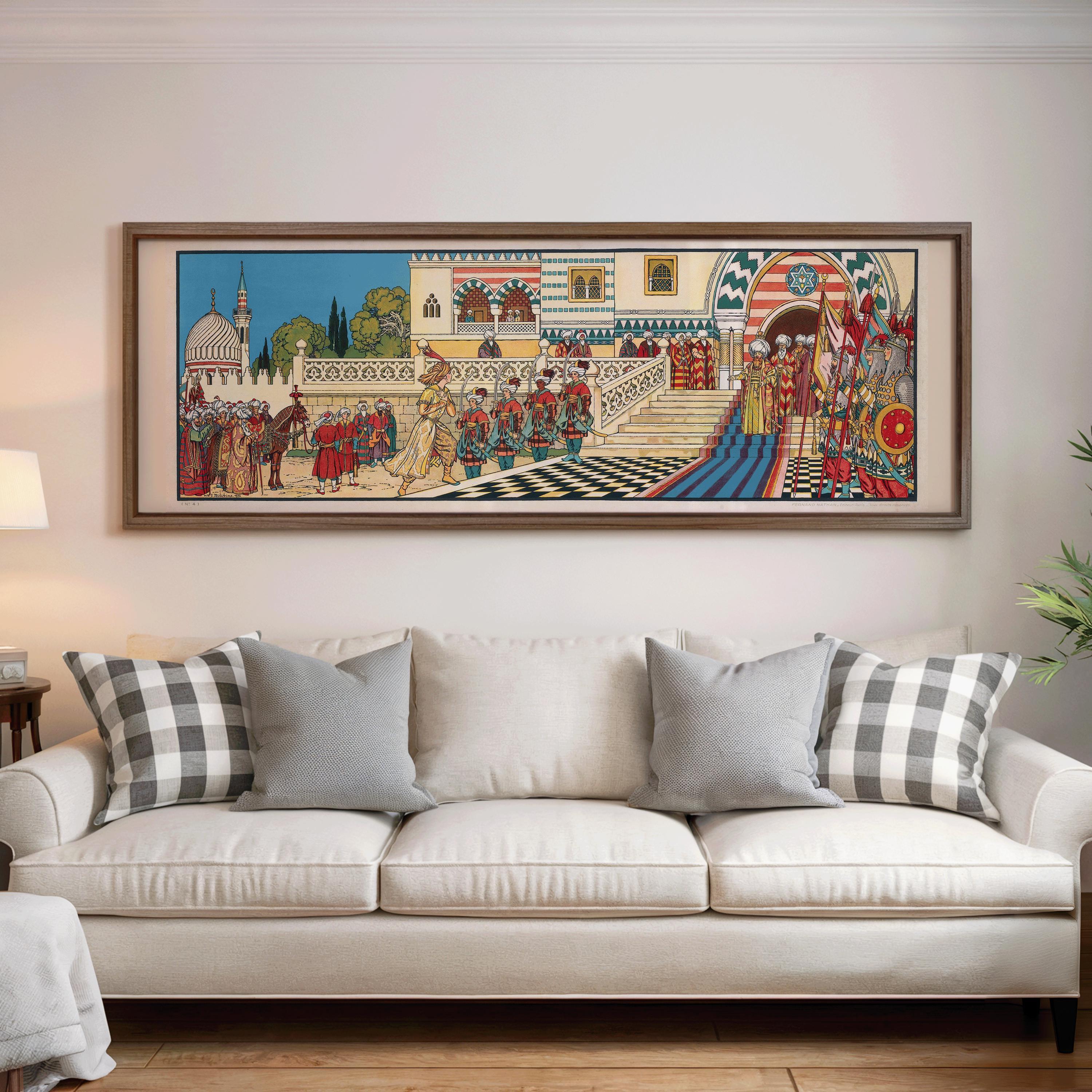 Ivan Bilibin - Aladdin at the Sultan's Court | An Enchanting Super Wide Vintage Fairytale Artwork (available handframed or unframed) 3x1 - 9ArtPrints