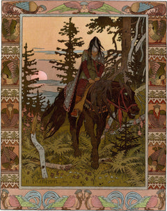 Ivan Bilibin — Vasilisa and the Black Horseman (1902) | Russian Fairy Tale Illustration Print