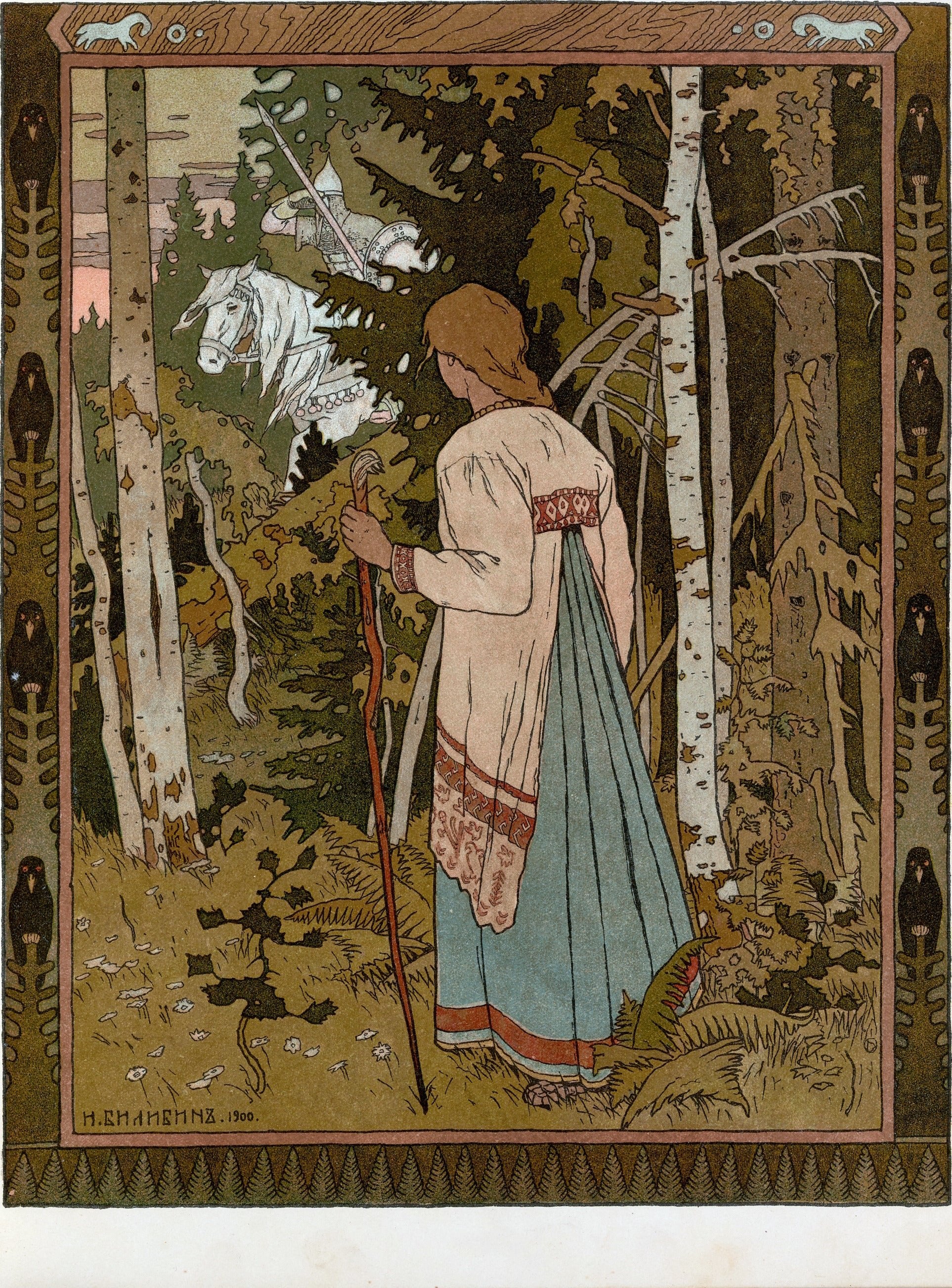 Ivan Bilibin — Vasilisa and the White Horseman (1902) | Russian Fairy Tale Illustration Print - 9ArtPrints