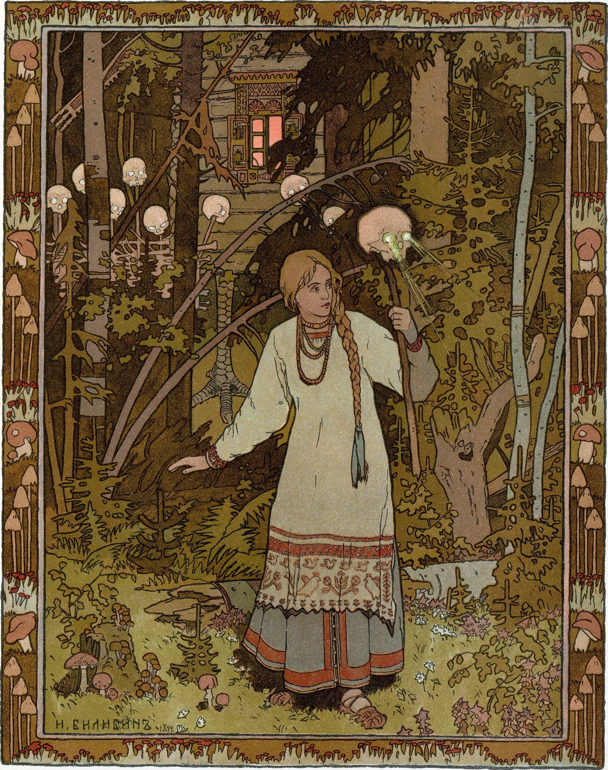 Ivan Bilibin — Vasilisa the Beautiful and the Skull Lantern (1902) | Russian Fairy Tale Illustration Print - 9ArtPrints