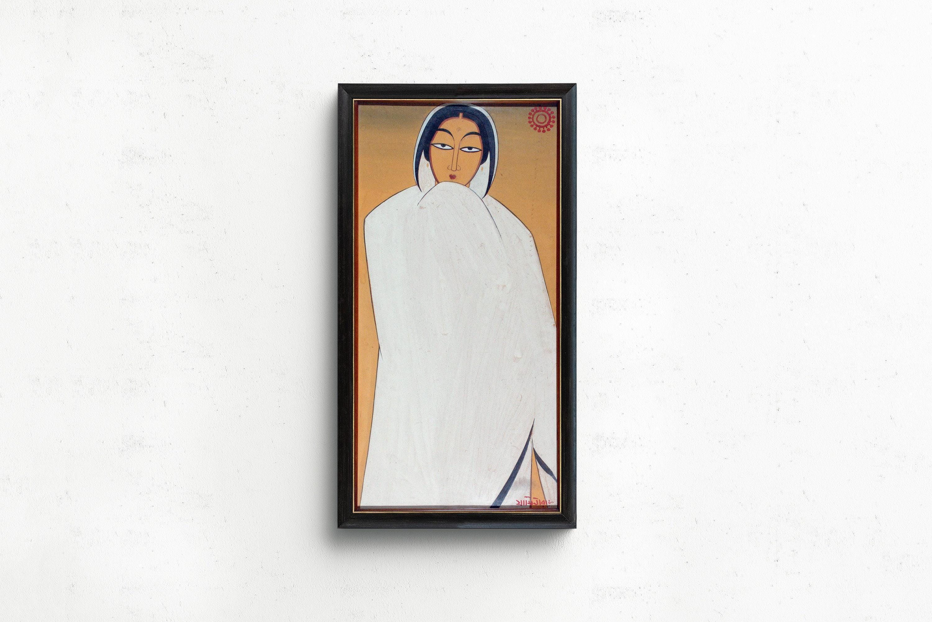 Jamini Roy - Bangali Nari (Bengali Woman) | Vintage Narrow Vertical Indian West Bengal Art (available handframed or unframed) 2x1 - 9ArtPrints