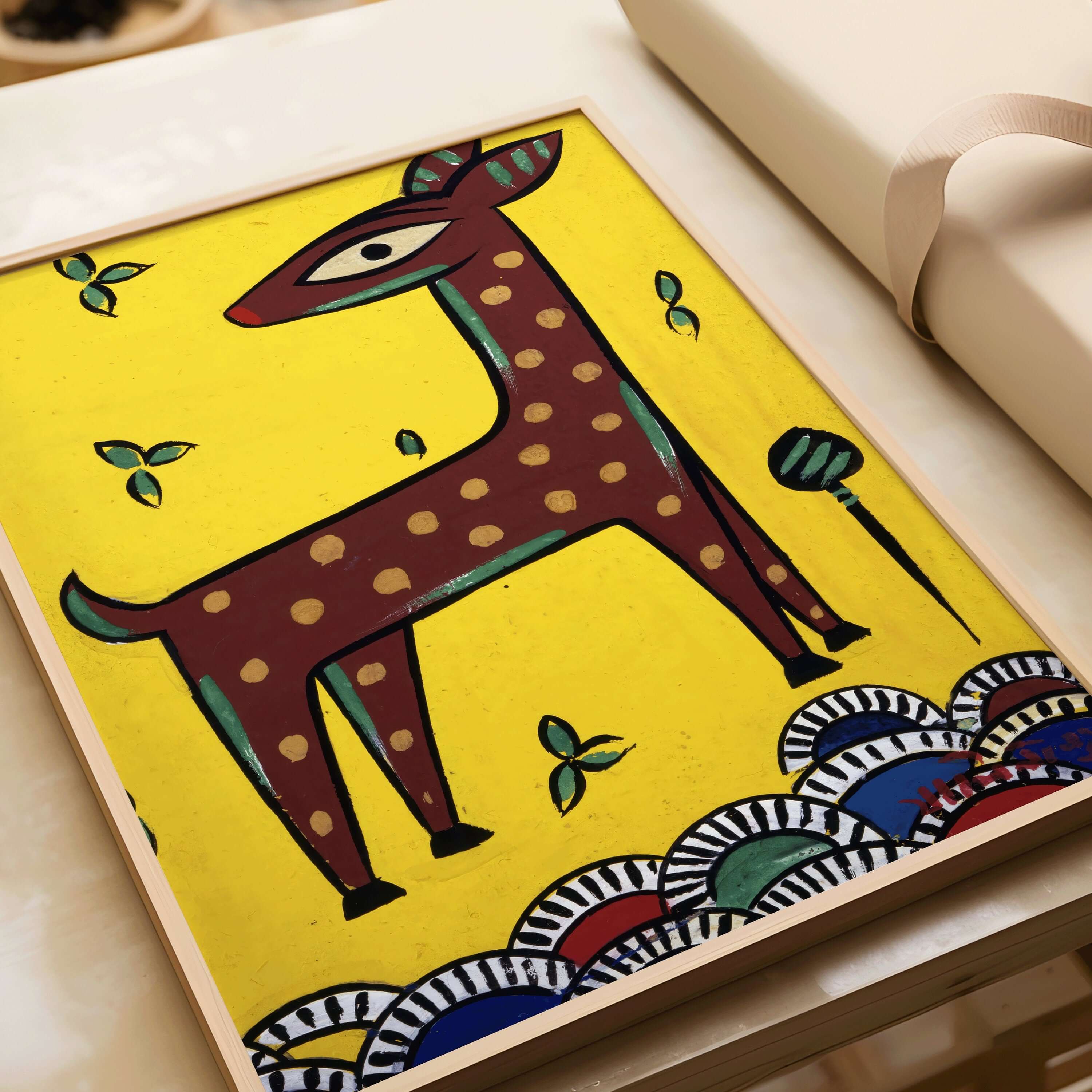 Jamini Roy - Fawn (Horinchhana) | Bengali Art (available framed or unframed) - 9ArtPrints