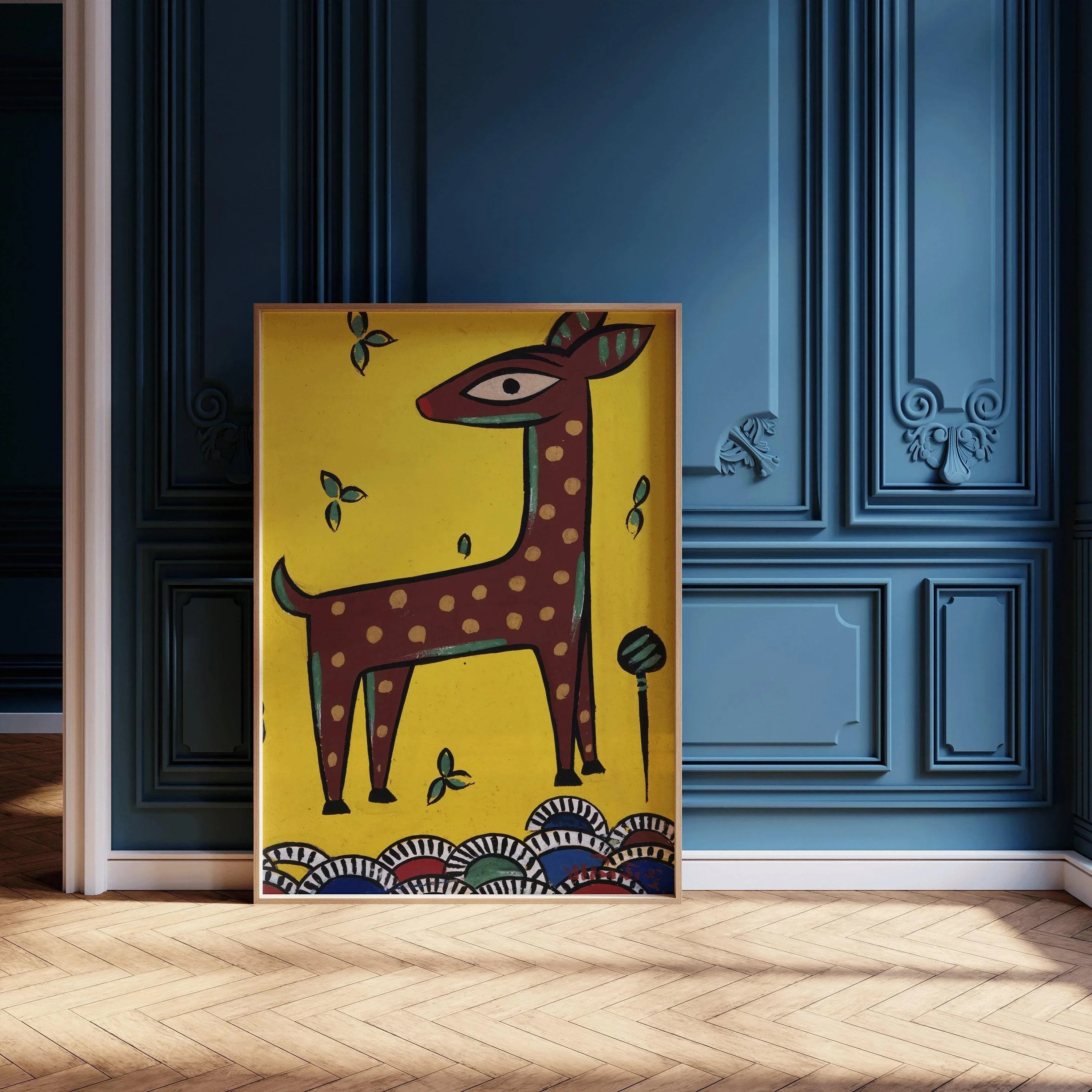 Jamini Roy - Fawn (Horinchhana) | Bengali Art (available handframed or unframed) - 9ArtPrints