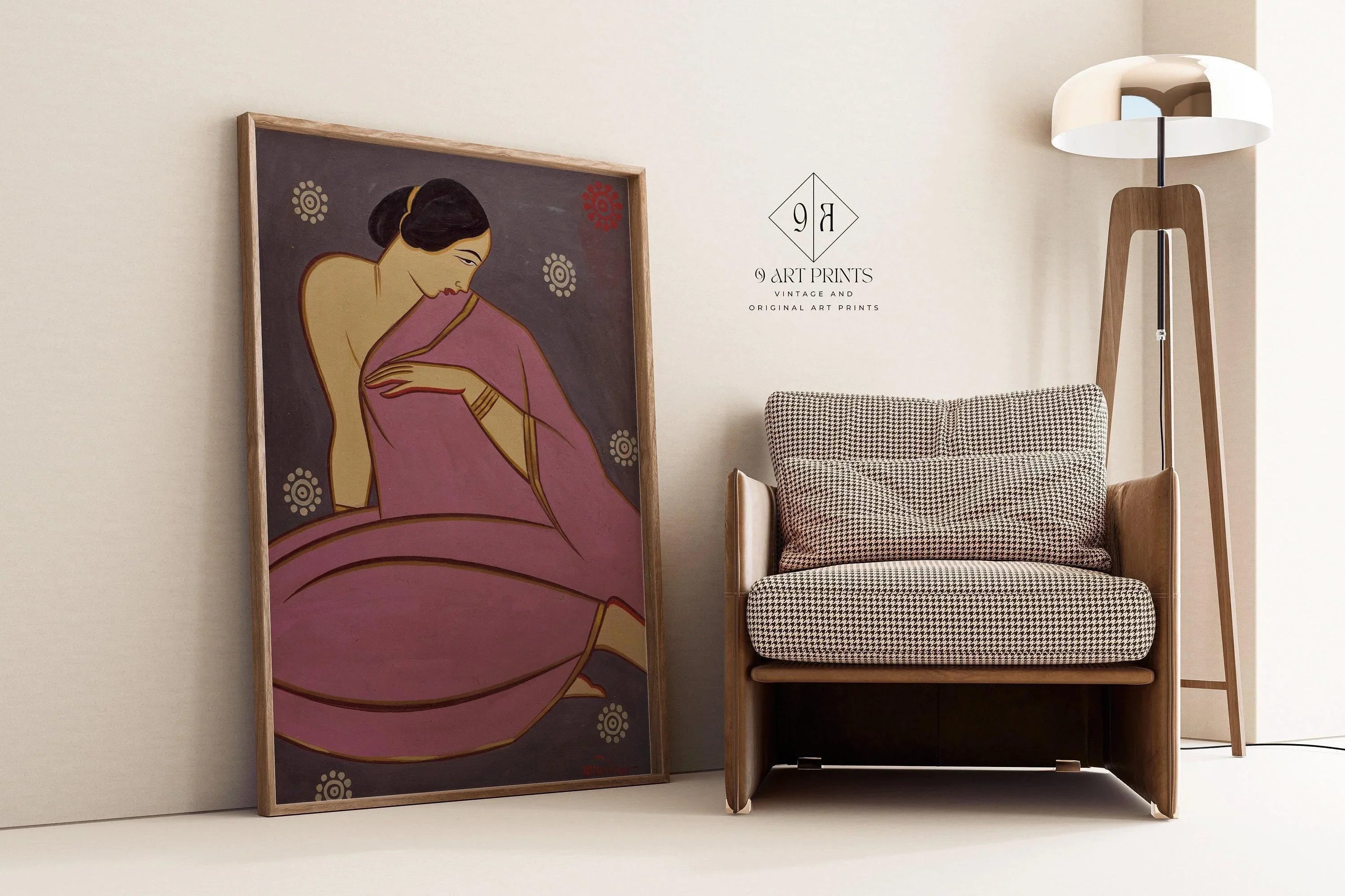 Jamini Roy - Pink Sari - 9ArtPrints