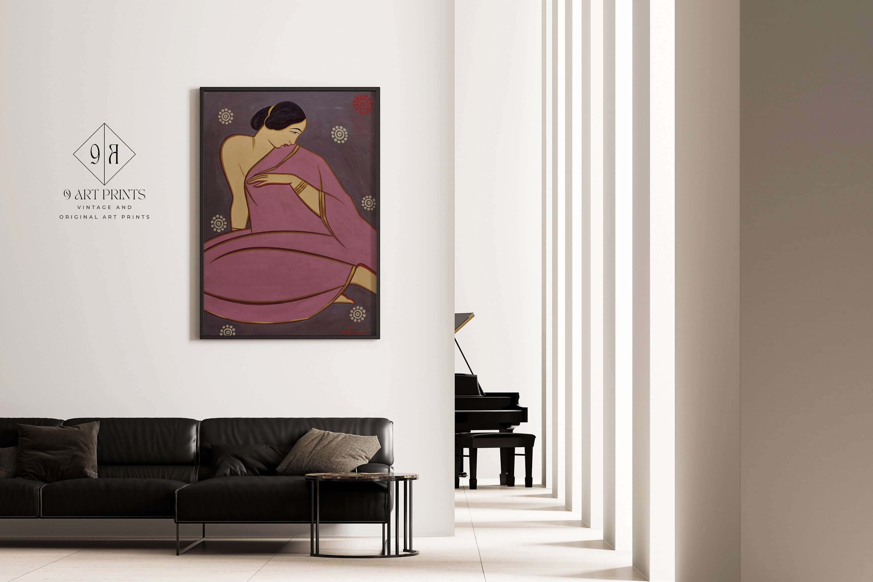 Jamini Roy - Woman in Pink Sari | Famous Bengali (West Bengal, India) Art (available framed or unframed) - 9ArtPrints