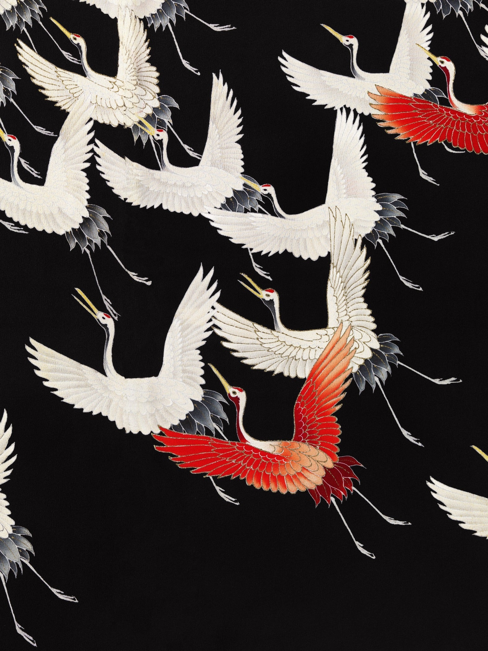 Japanese Art — Furisode with Flying Cranes | Edo Period Textile - 9ArtPrints