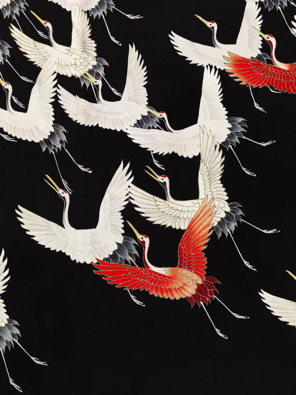 Japanese Art — Furisode with Flying Cranes | Edo Period Textile