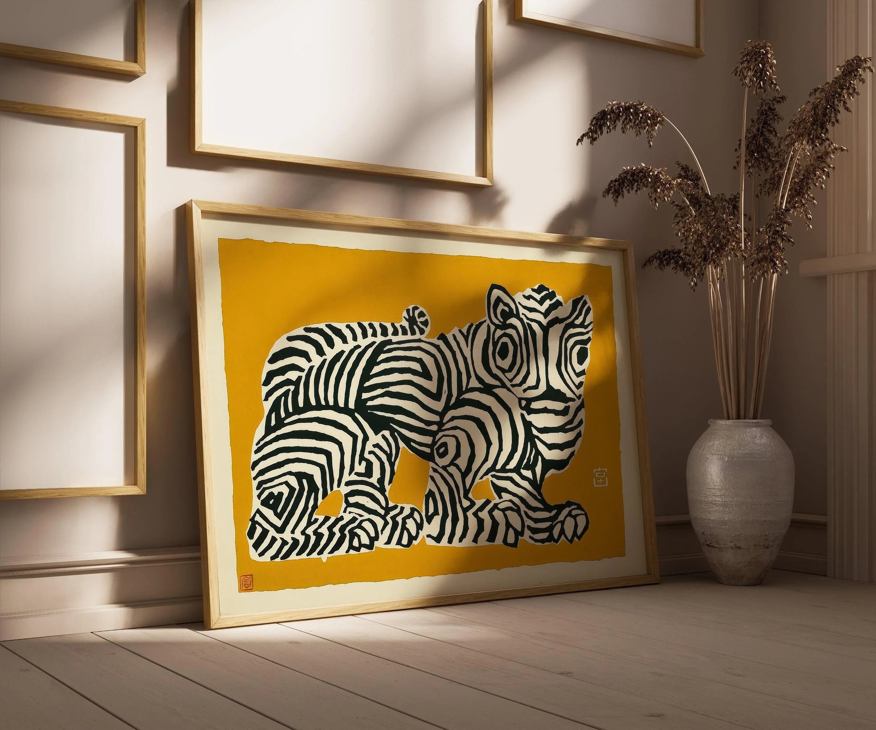 Japanese Tiger Art Print: Tokuriki Tomikichiro Abstract Giclee - 9ArtPrints