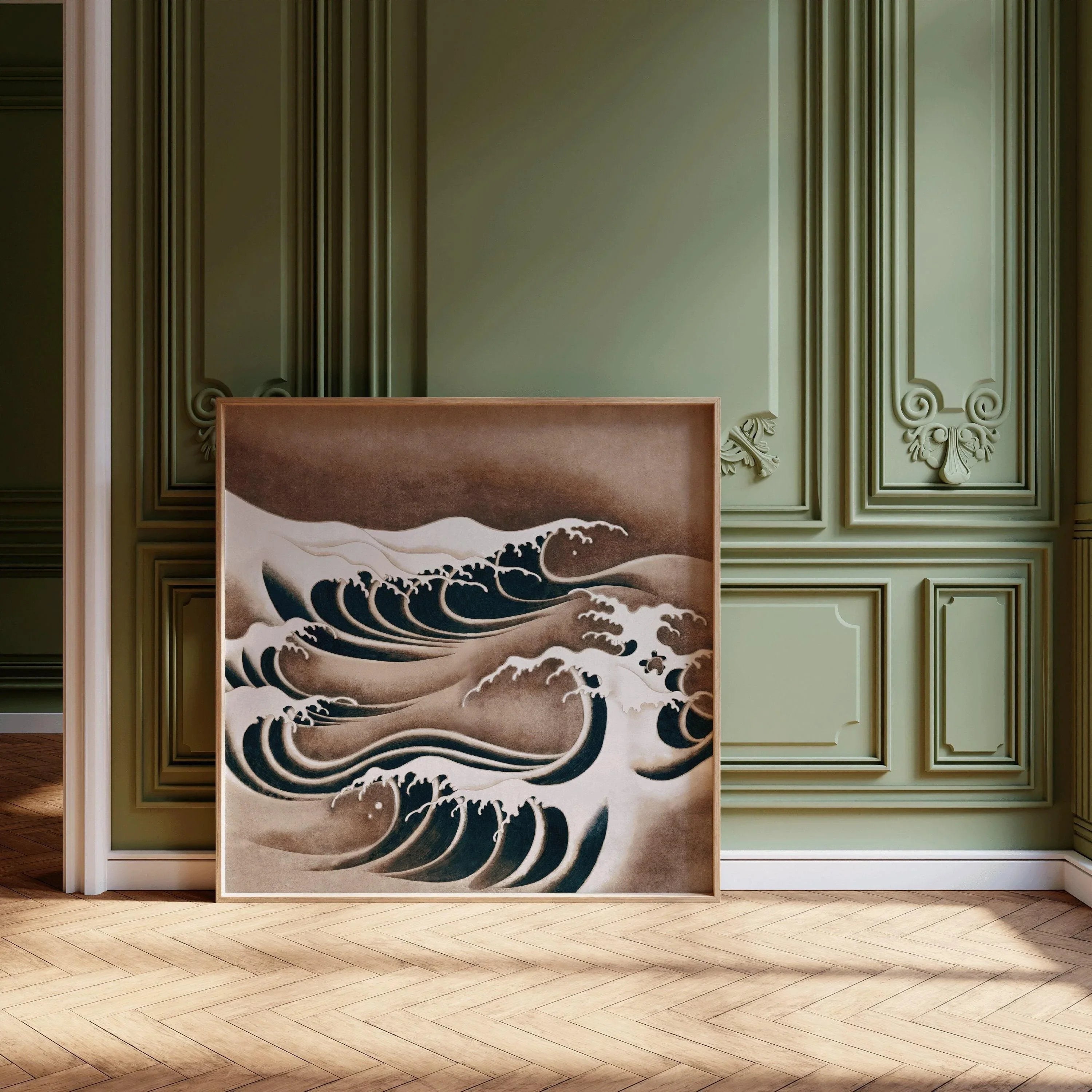 Japanese Waves Art Print: Vintage Swirling Ocean Giclee Print (1x1) - 9ArtPrints